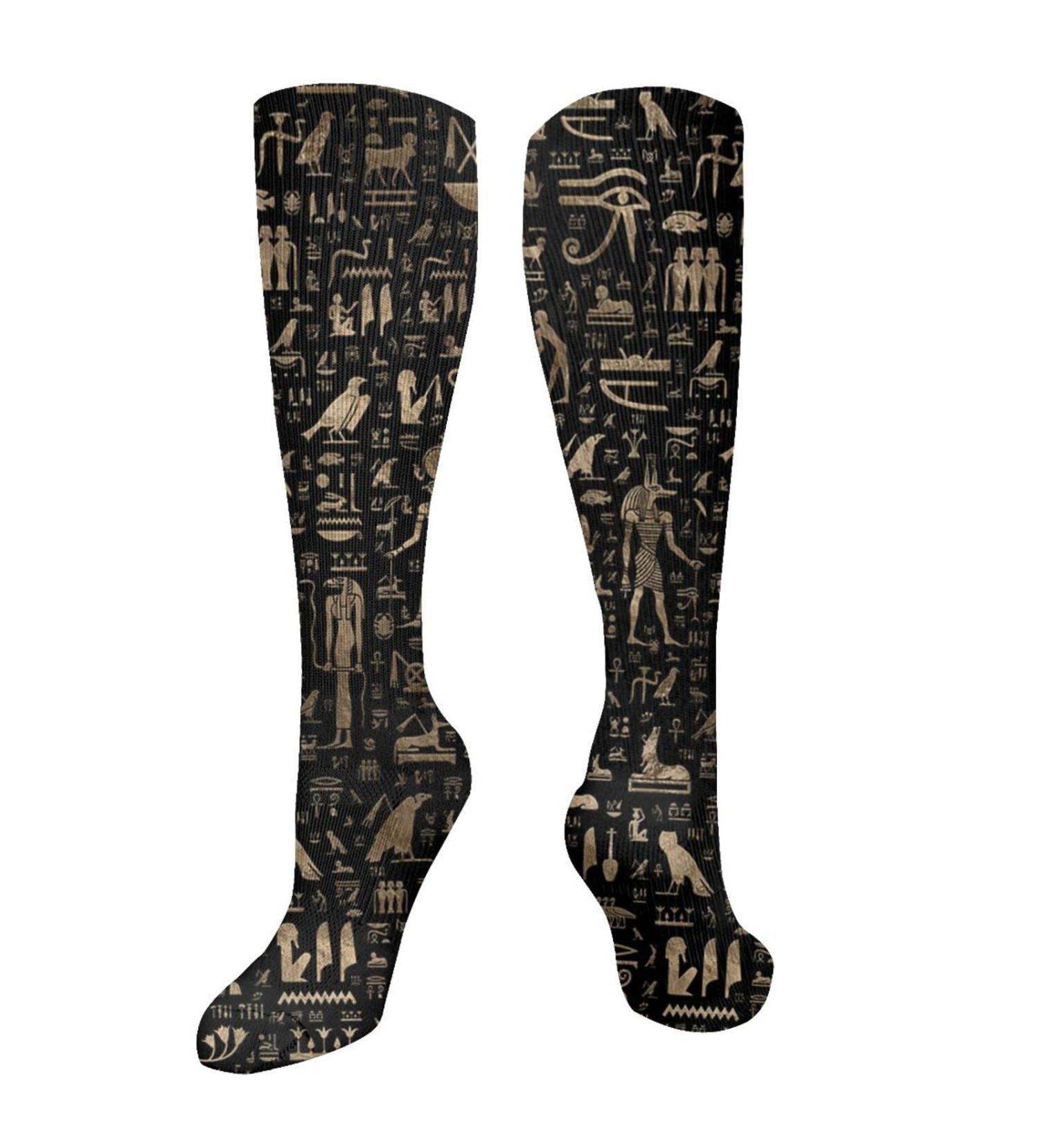 Ancient Egyptian Gods & Hieroglyphs Compression Socks for Men & Women - 15-20 mmHg Circulation Support for Running & Cycling - Buy Online on GoSupps.com