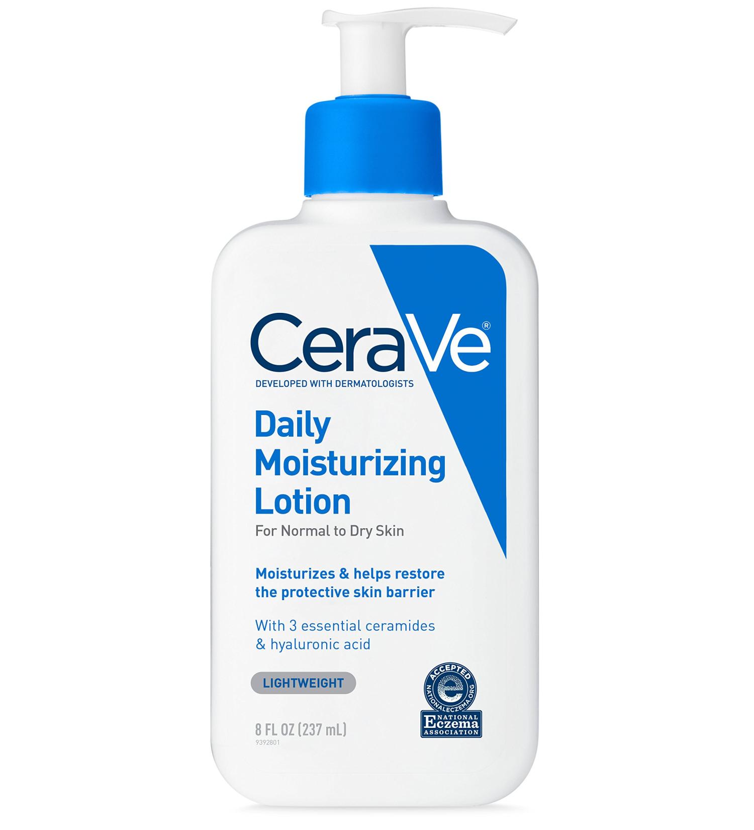 CeraVe Daily Moisturizing Lotion 8oz - Hyaluronic Acid - Fragrance Free for Face & Body - Buy Online on GoSupps.com