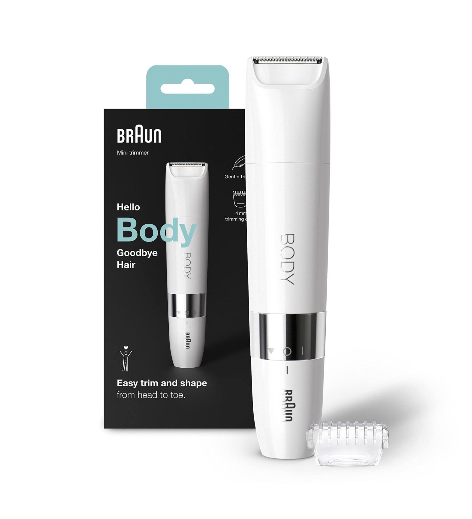 Braun Body Mini Trimmer - Gentle Body Hair Removal Precision Trimmer - Wet & Dry - 100% Waterproof - BS1000 White - Buy Online on GoSupps.com