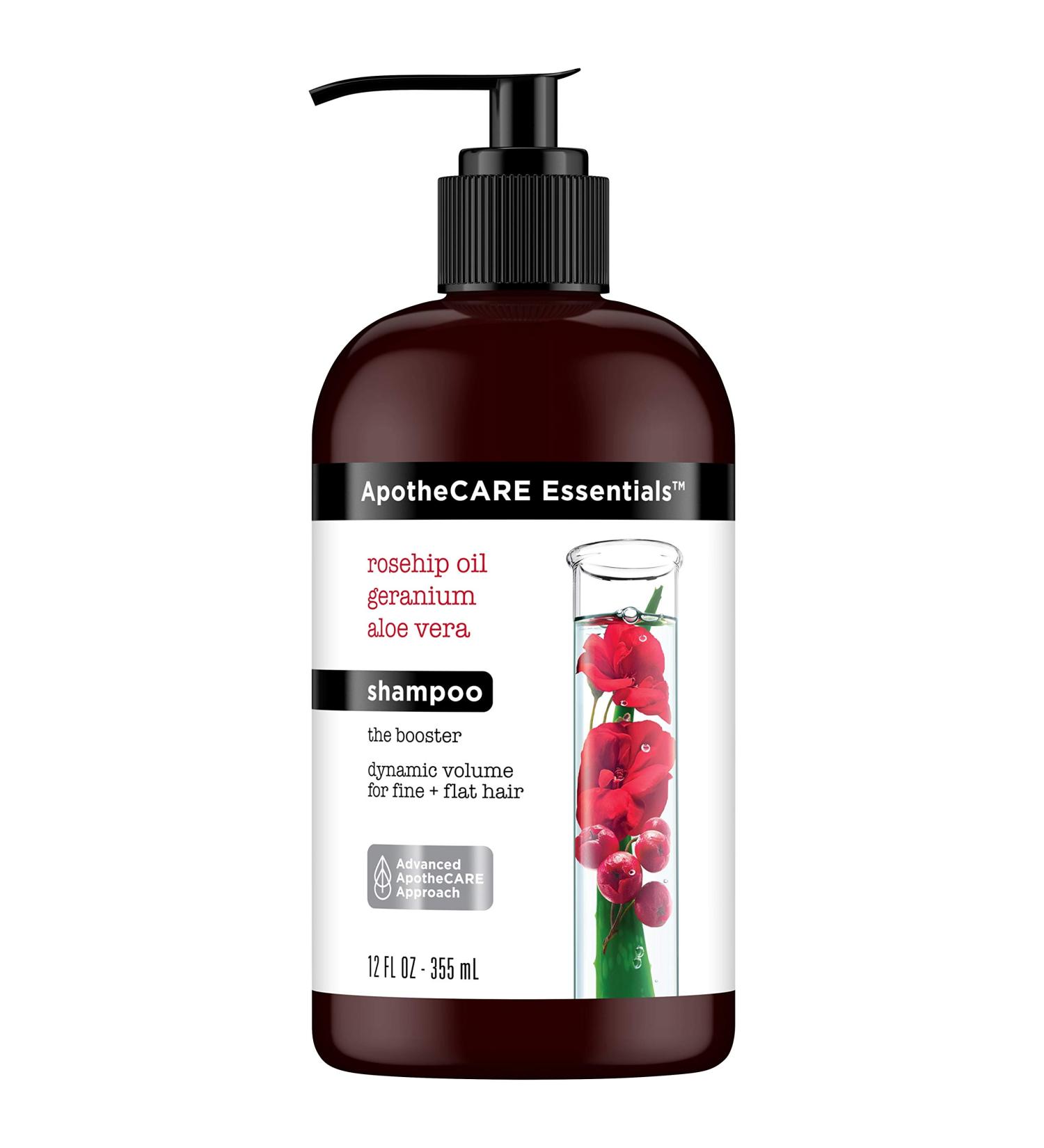 ApotheCARE Essentials Booster Shampoo - Rosehip Oil Geranium & Aloe Vera | 12 oz | International Shipping - Buy Online on GoSupps.com