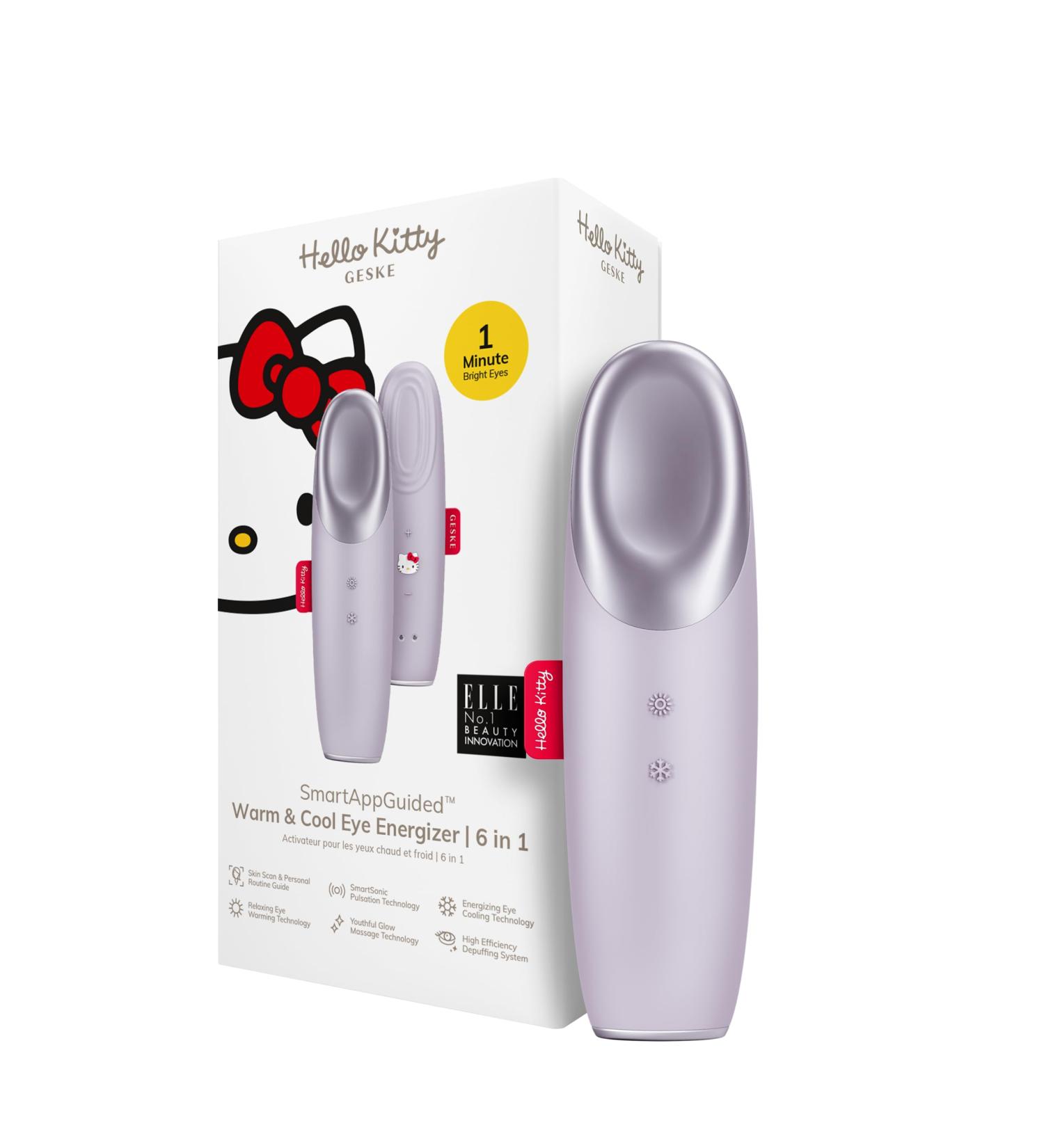 Geske x Hello Kitty Eye Massager | SmartAppGuided Warm & Cool 6-in-1 Energizer | Remove Dark Circles & Puffiness | Electrical Eye Massage Device in Purple - Buy Online on GoSupps.com