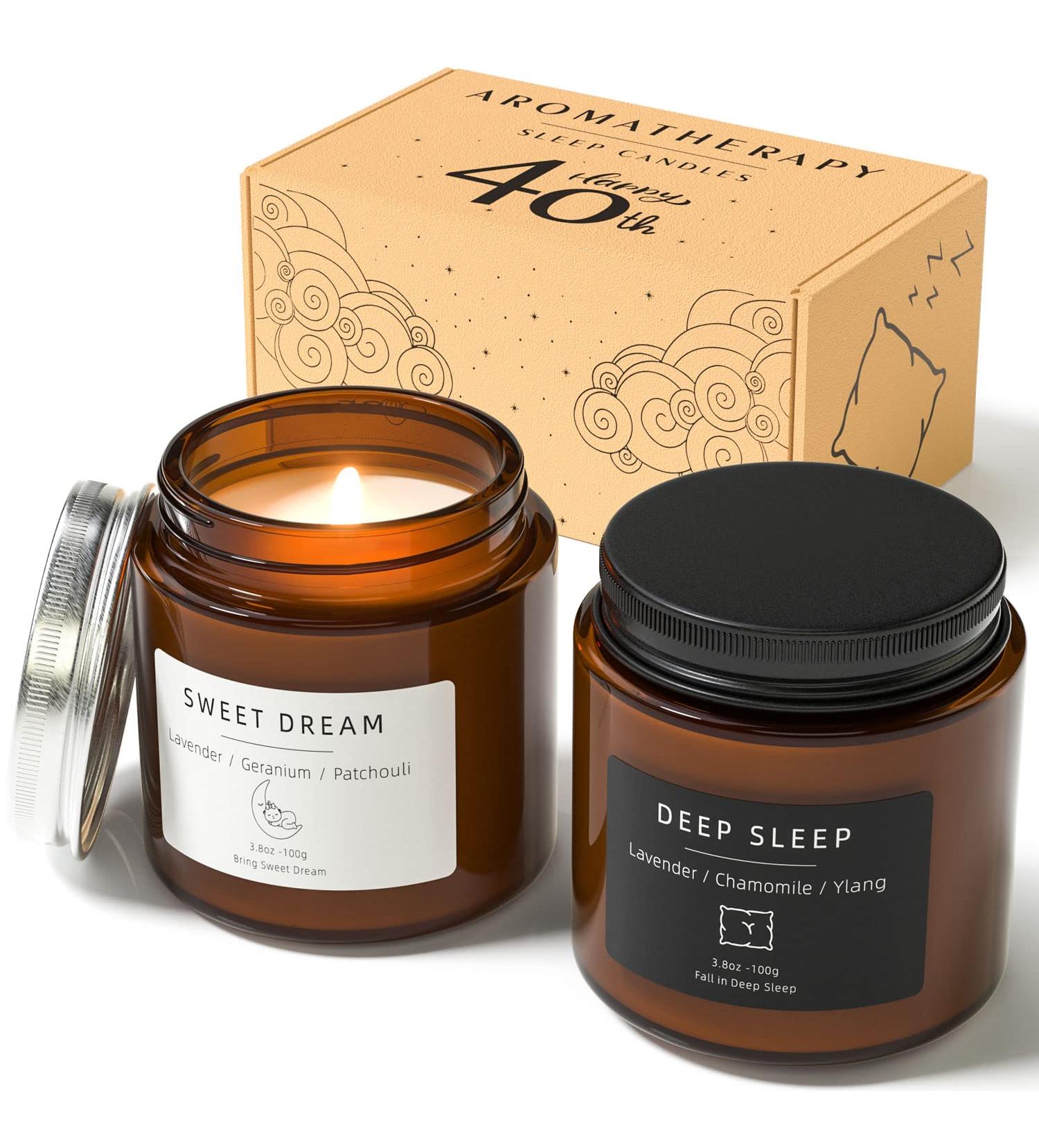 40th Birthday Gifts for Women | Lavender Scented Candle Set for Sleep and Stress Relief - Buy Online on GoSupps.com