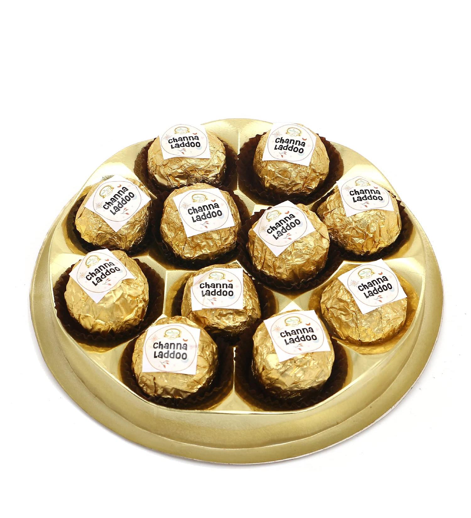 Jaiccha Ghasitaram Round Box of 11 Channa Laddoos|Gift for Diwali Gifts Holi Rakhi Valentine Christmas Birthday Anniversary Her Him| - Buy Online on GoSupps.com