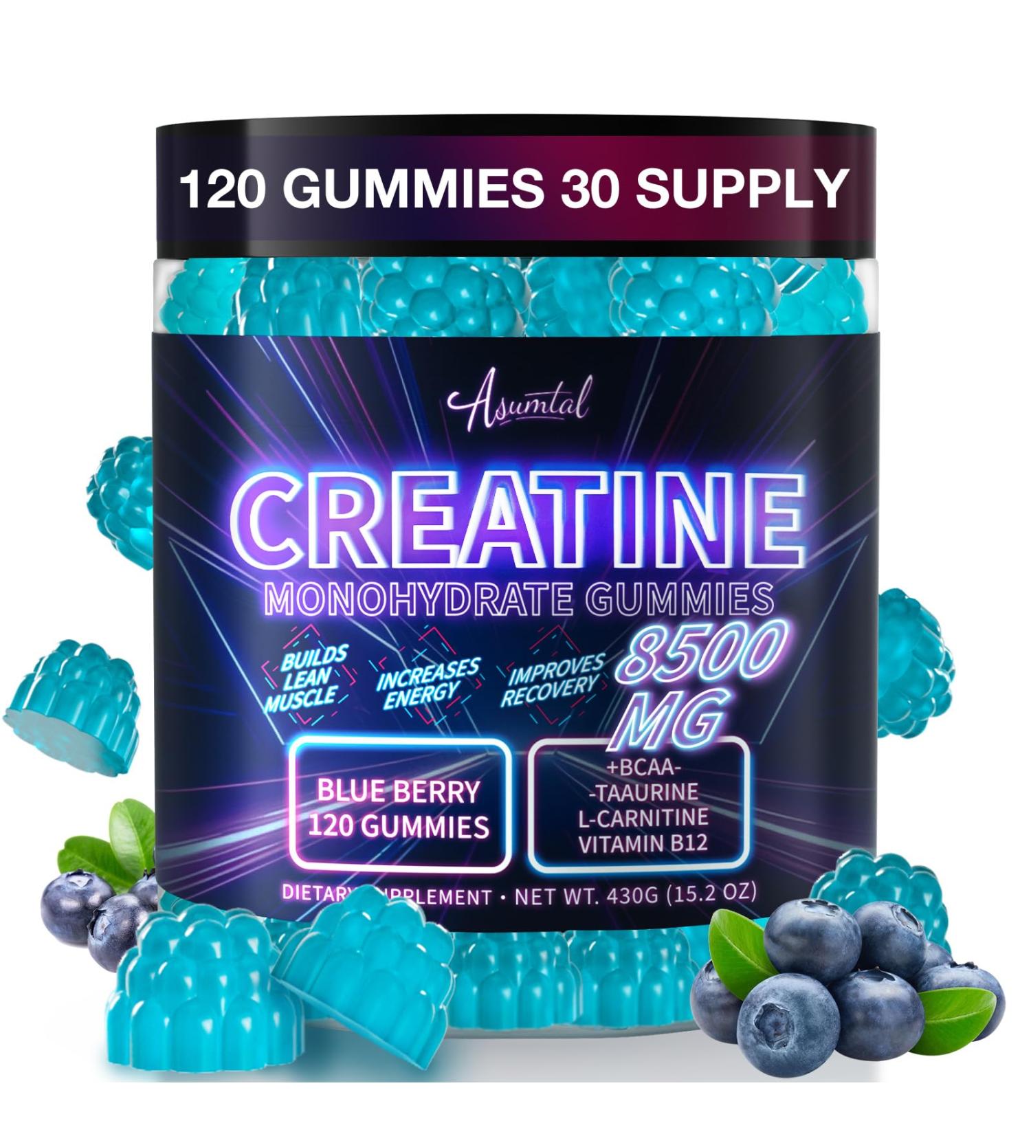 Asumtal Creatine Monohydrate Gummies Complex 8500 MG for Men & Women 120 Count - Buy Online on GoSupps.com