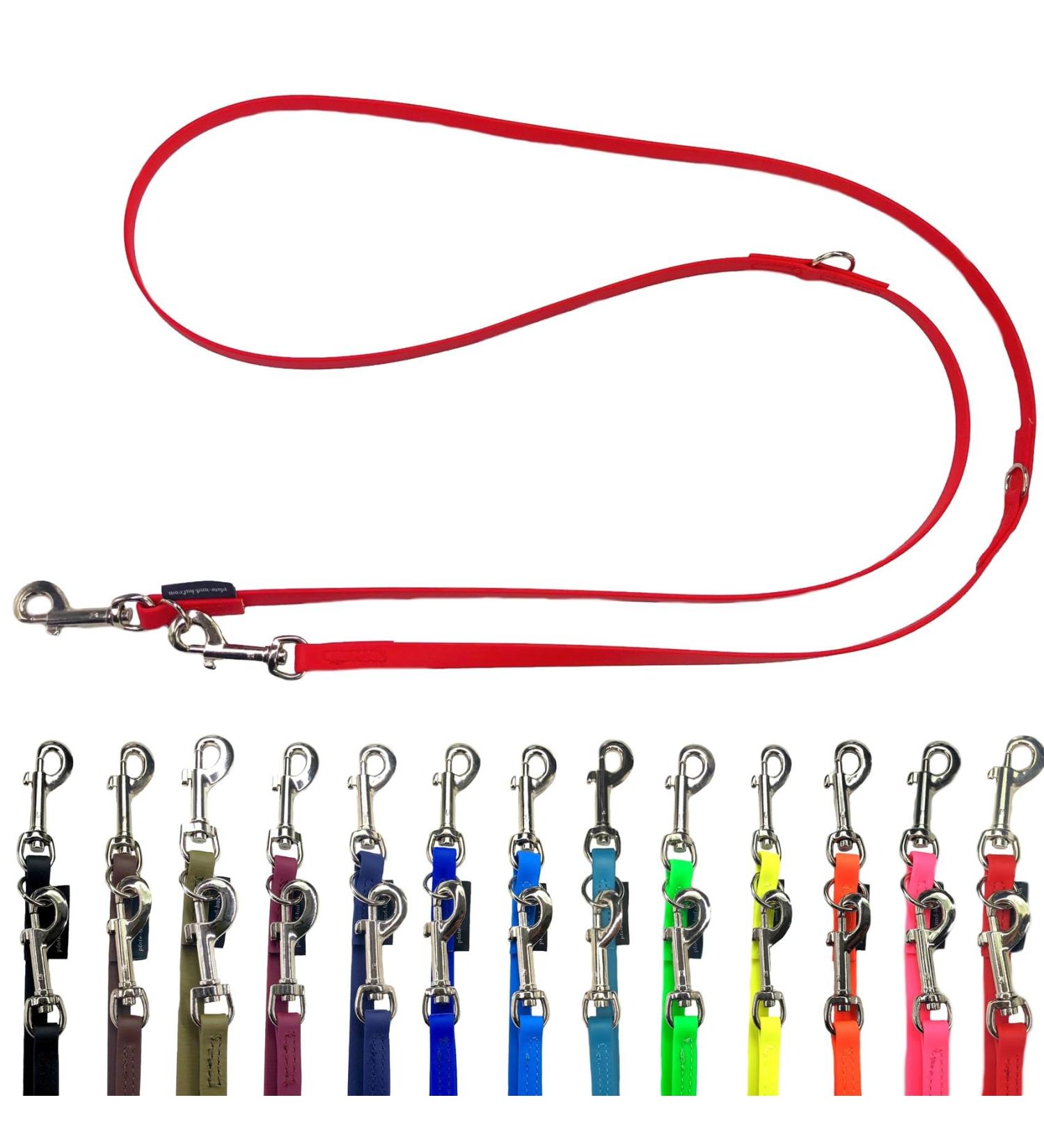 Biothane Dog Leash for Small & Large Dogs - Adjustable 2m to 5m with Silver Hook - Durable & Stylish Red 2.80m x 16mm - Buy Online on GoSupps.com