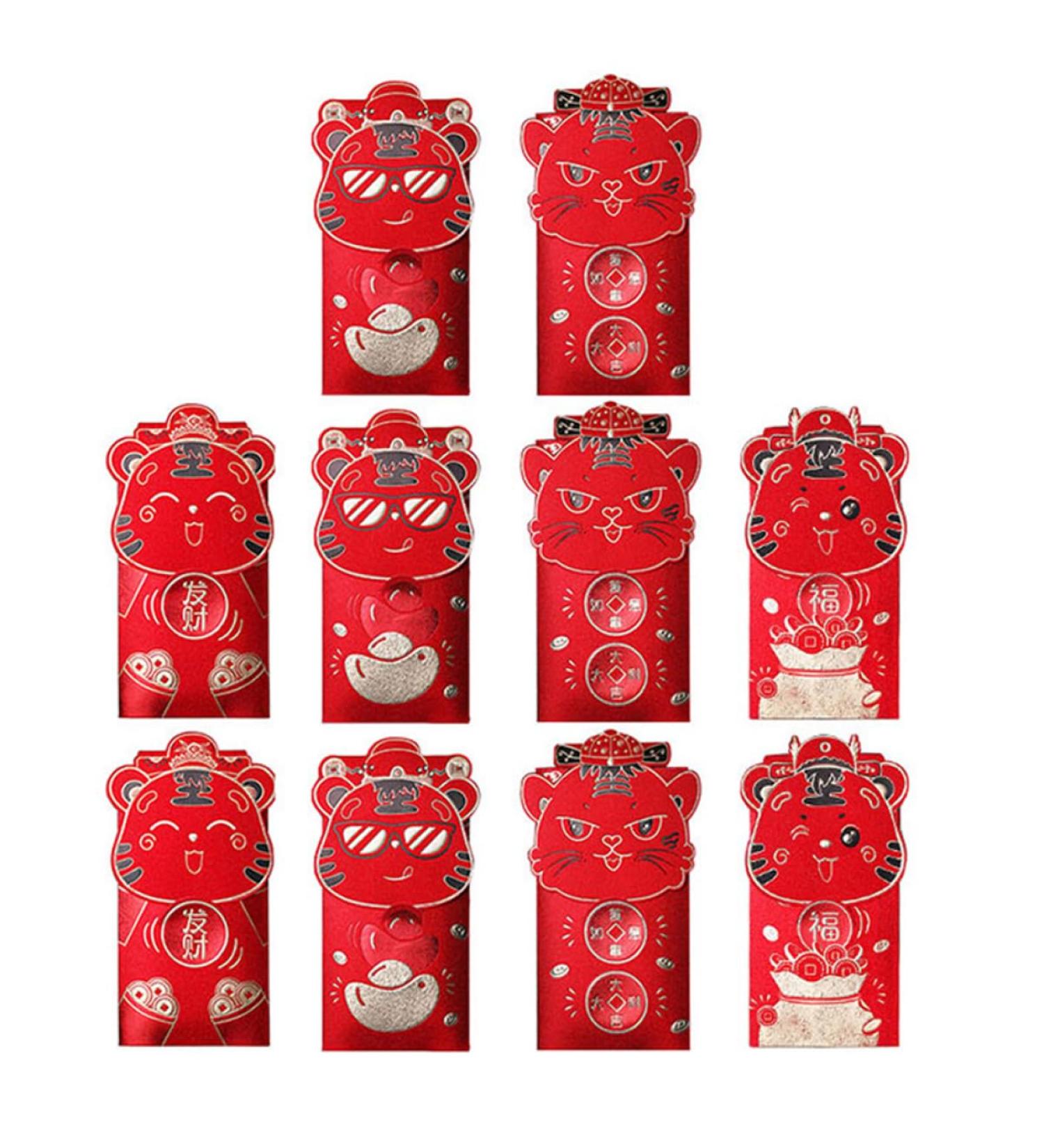 Lurrose 10pcs Year of The Tiger Red Envelope Card Envelopes Money Envelope Gift Card Envelope Gift Red Envelopes for Gift Cards Hong Bao Gift Delicate Red Envelope Gift Hong Bao Wedding - Buy Online on GoSupps.com