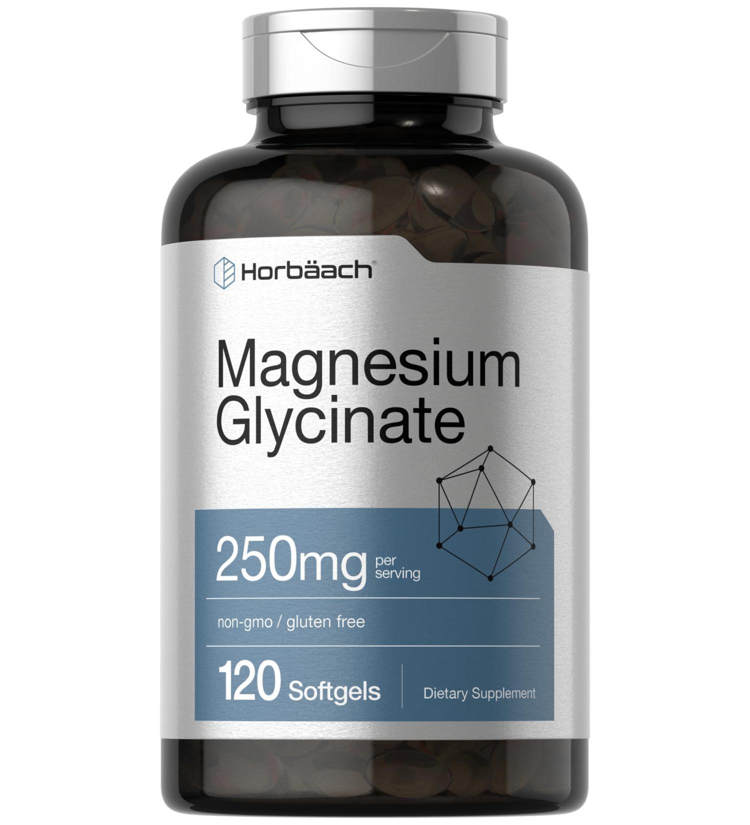 Horb ach Magnesium Glycinate | 250mg | 120 Softgels | Non-GMO and Gluten Free Supplement - Buy Online on GoSupps.com