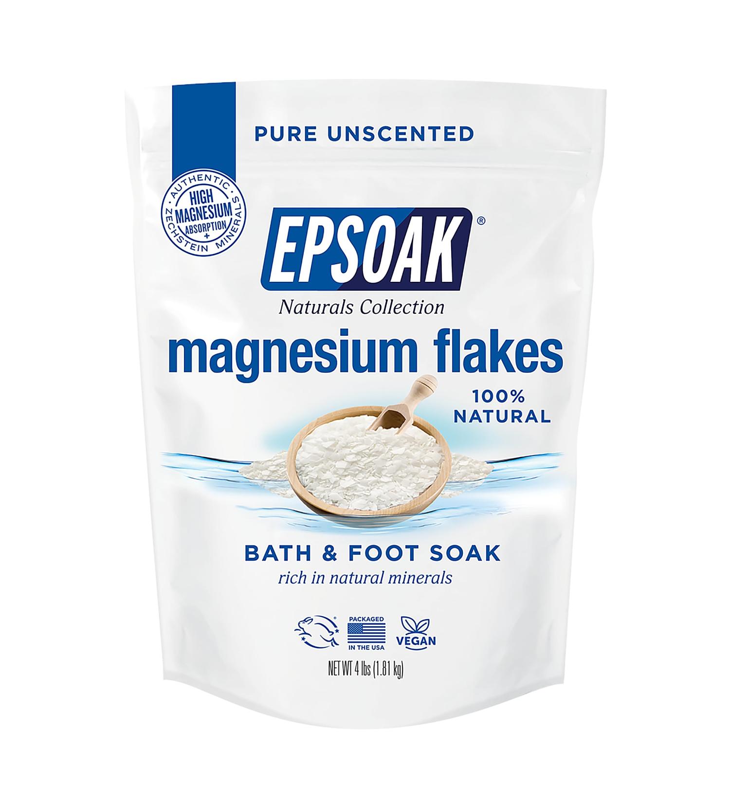 Epsoak Naturals Magnesium Flakes - 4 lb Foot Spa & Relaxing Bath 100% Natural Zechstein Chloride - International Shipping Available - Buy Online on GoSupps.com