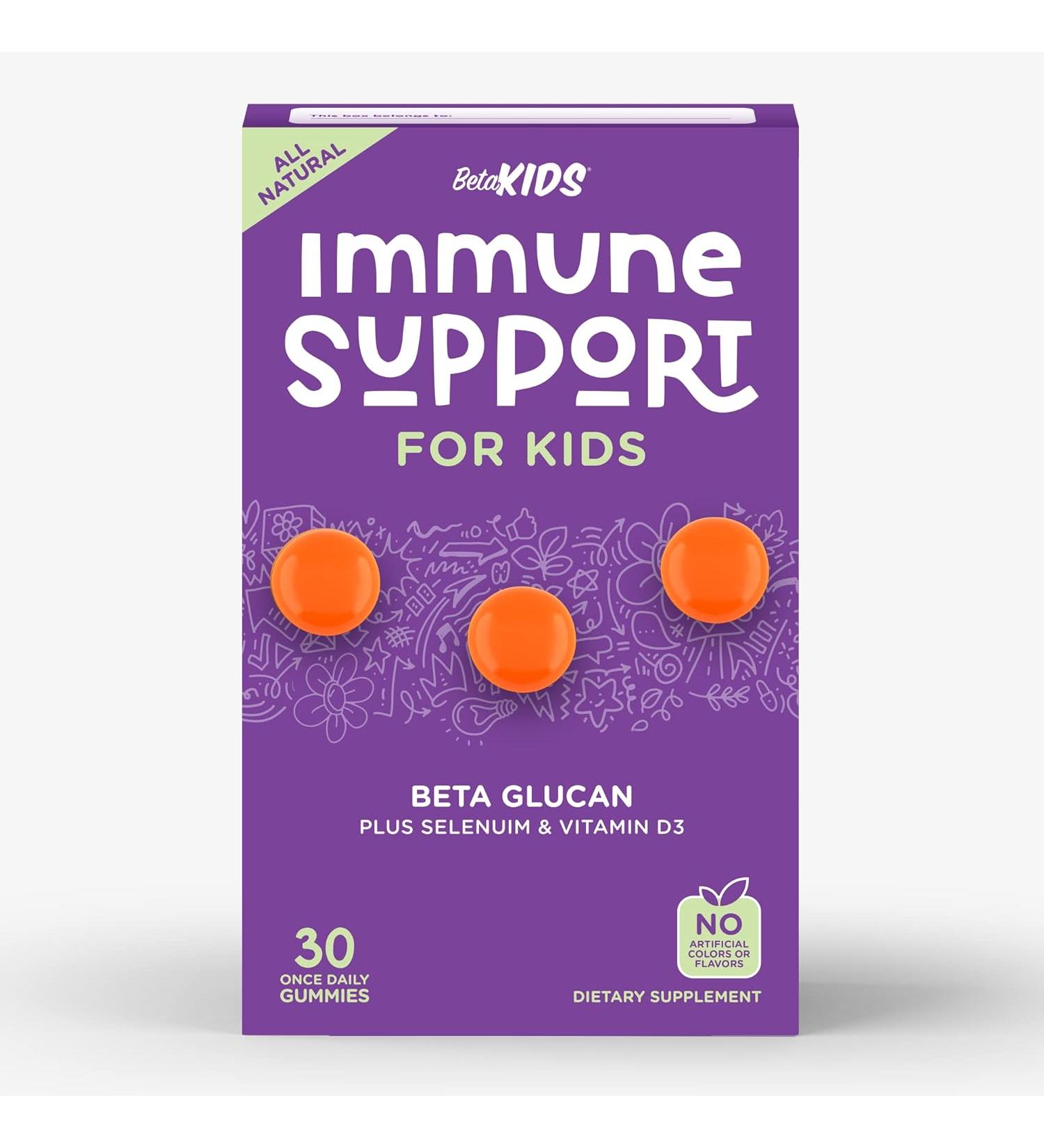Beta Kids Immune Support Gummies with Beta Glucan, Selenium, and Vitamin D3 - 30 ct | All Natural, Non-GMO, Kids Chewable Vitamin - Buy Online on GoSupps.com