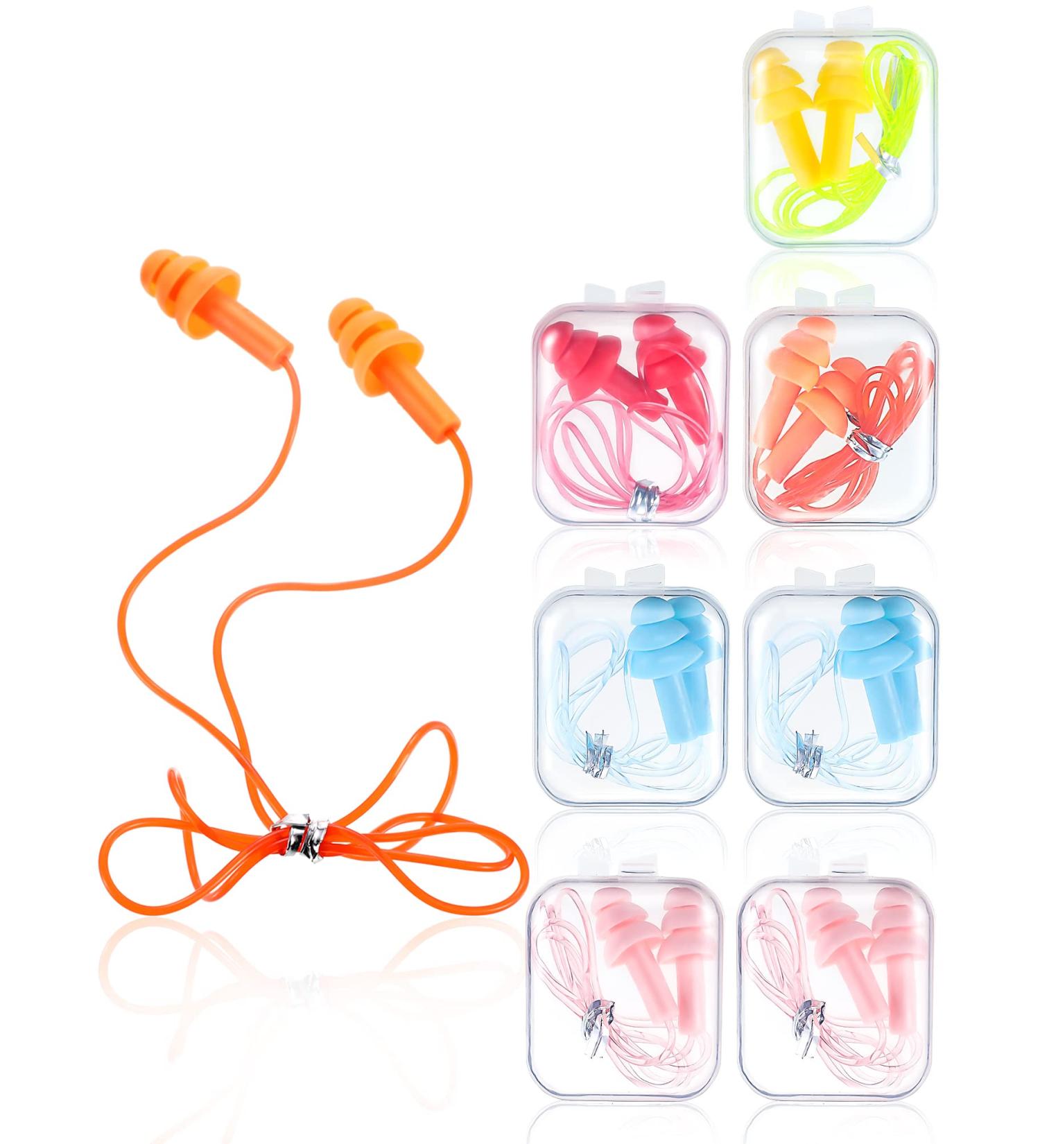 Honoson Tree Shape Silicone Waterproof Earplugs - Reusable Cord-Bound Earplugs for Sleeping & Swimming (8 Pieces Color Set 1) - International Shipping Available - Buy Online on GoSupps.com