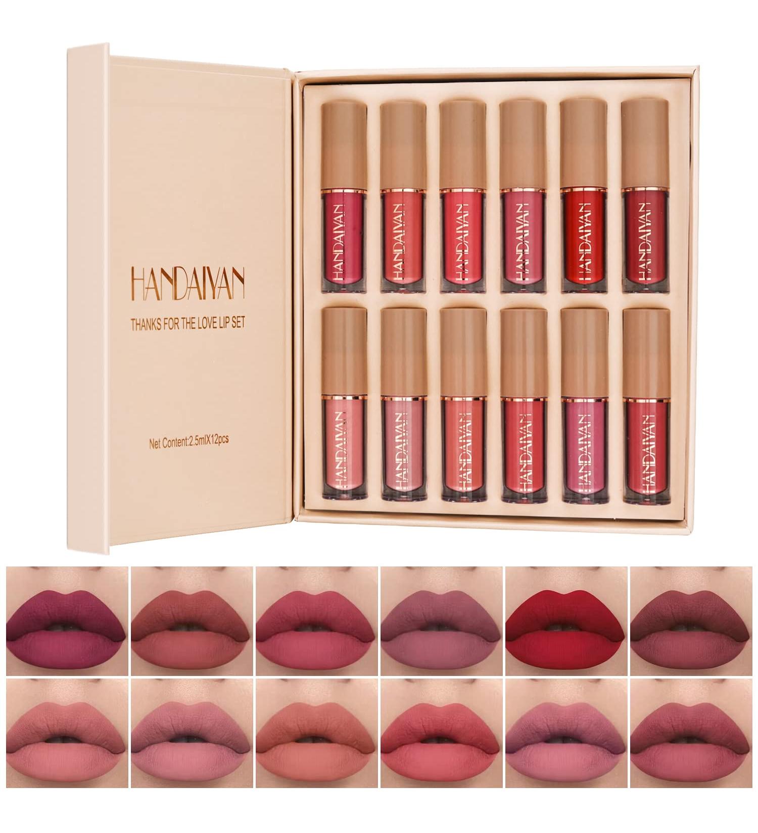 BAISEN DIARY 12 Colors Velvet Matte Liquid Lipstick Gift Set (Set B) | Long-Lasting & Non-Stick Formula | Shimmer Nude Lip Gloss Collection - Buy Online on GoSupps.com