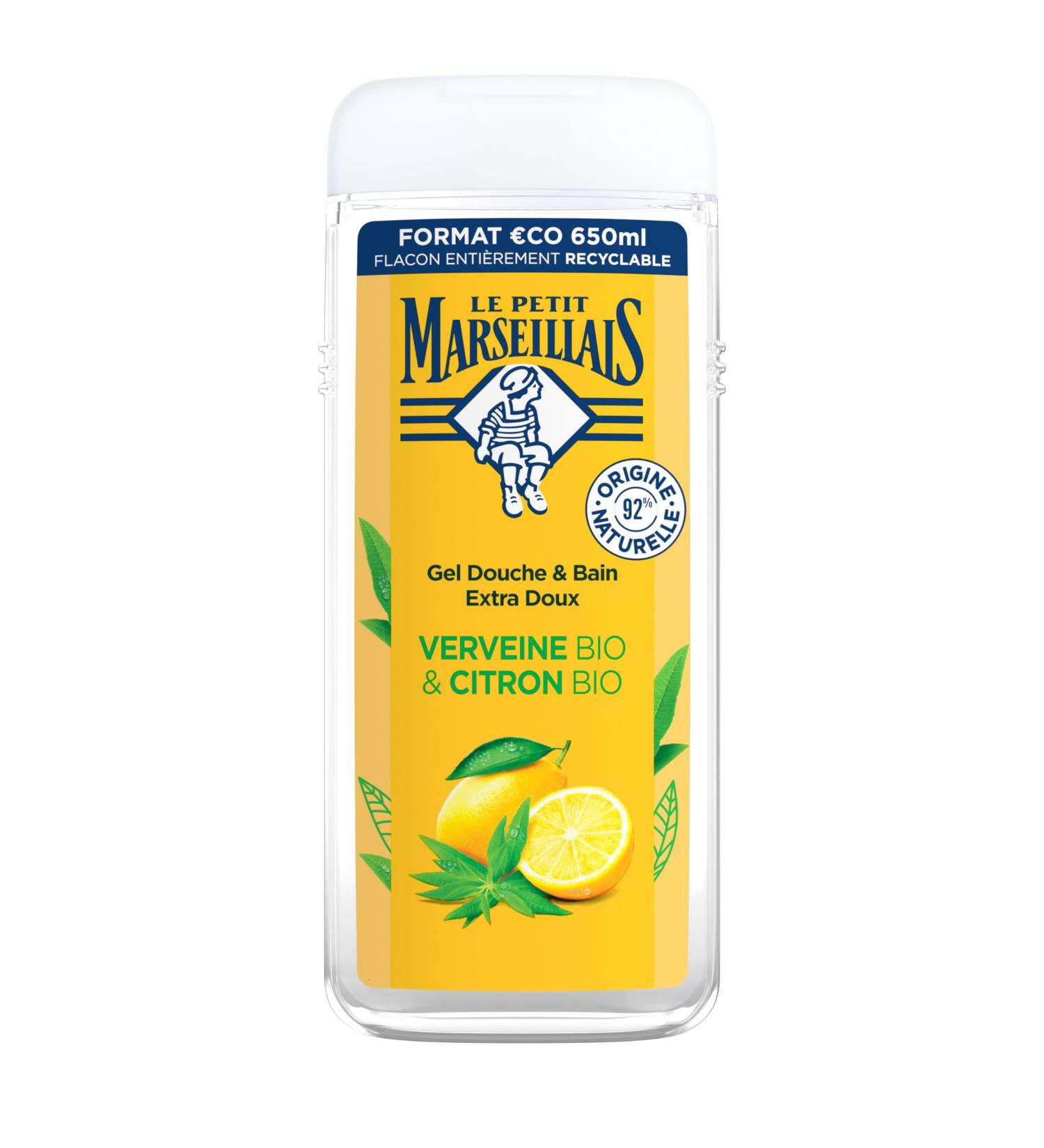 Le Petit Marseillais Le Petit Marseillais | Extra Gentle Shower Gel with Organic Verbena & Organic Lemon (650 ml) Moisturizes and Refreshes pH neutral colorant-free and 92% naturally derived 100% recyclable bottle