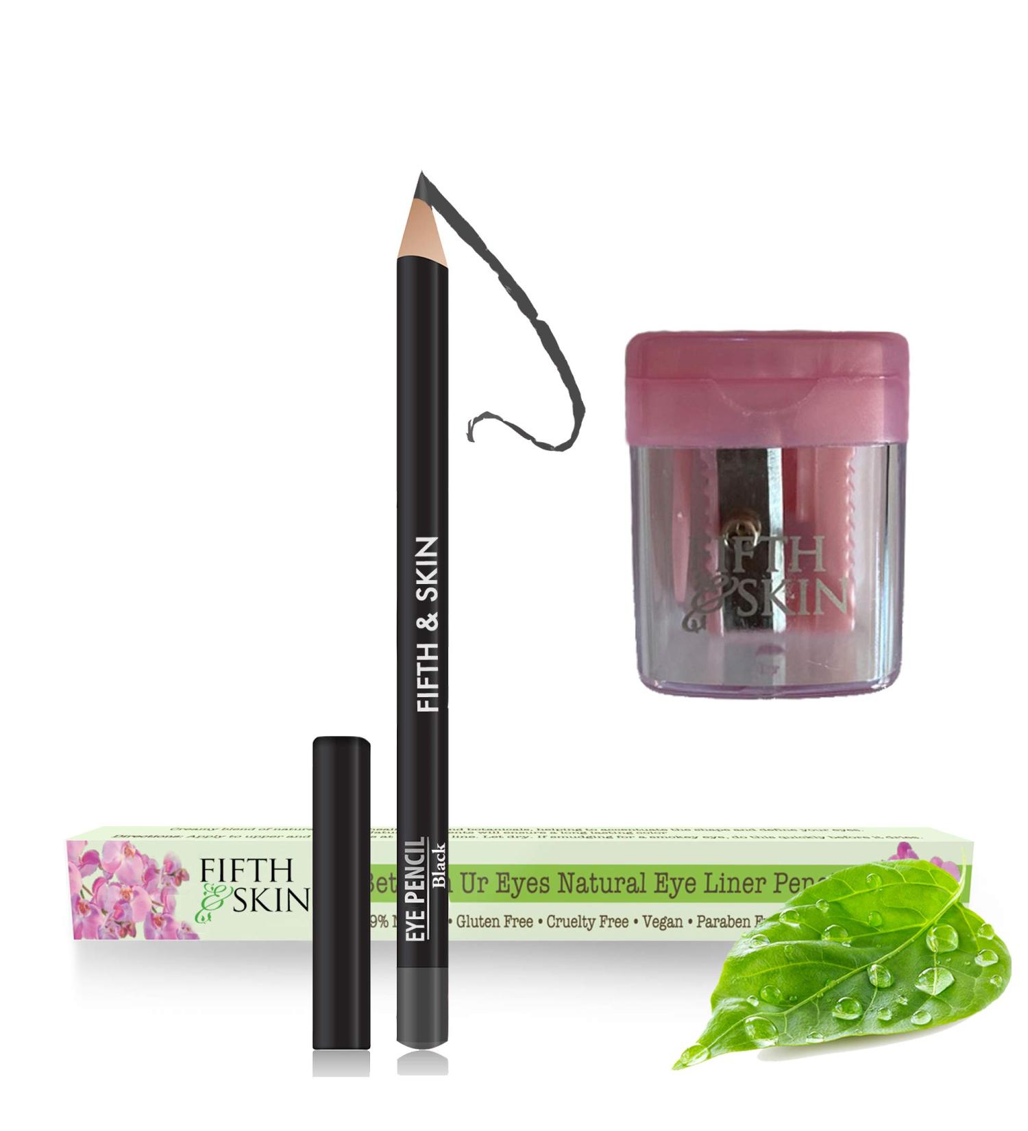 Fifth & Skin Better'n Ur Eyes Eyeliner Pencil (BLACK) with FREE Sharpener - Natural, Hypoallergenic, Gluten Free, Cruelty Free - Smooth Application for Sensitive Eyes - Buy Online on GoSupps.com