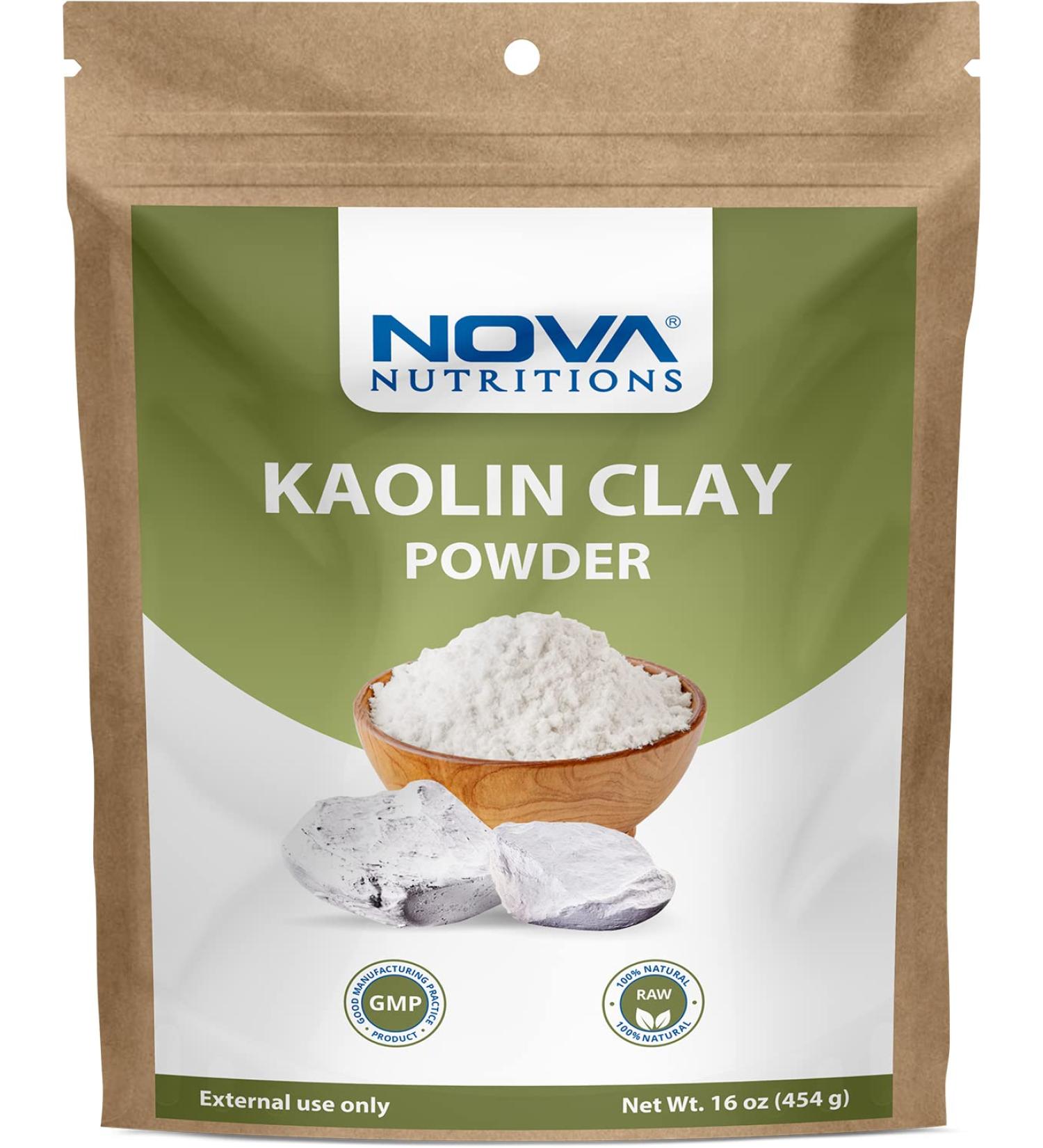 Nova Nutritions Kaolin Powder 16oz (454g) - Natural Regenerator for Facial Body Mask & Skin - Buy Online on GoSupps.com
