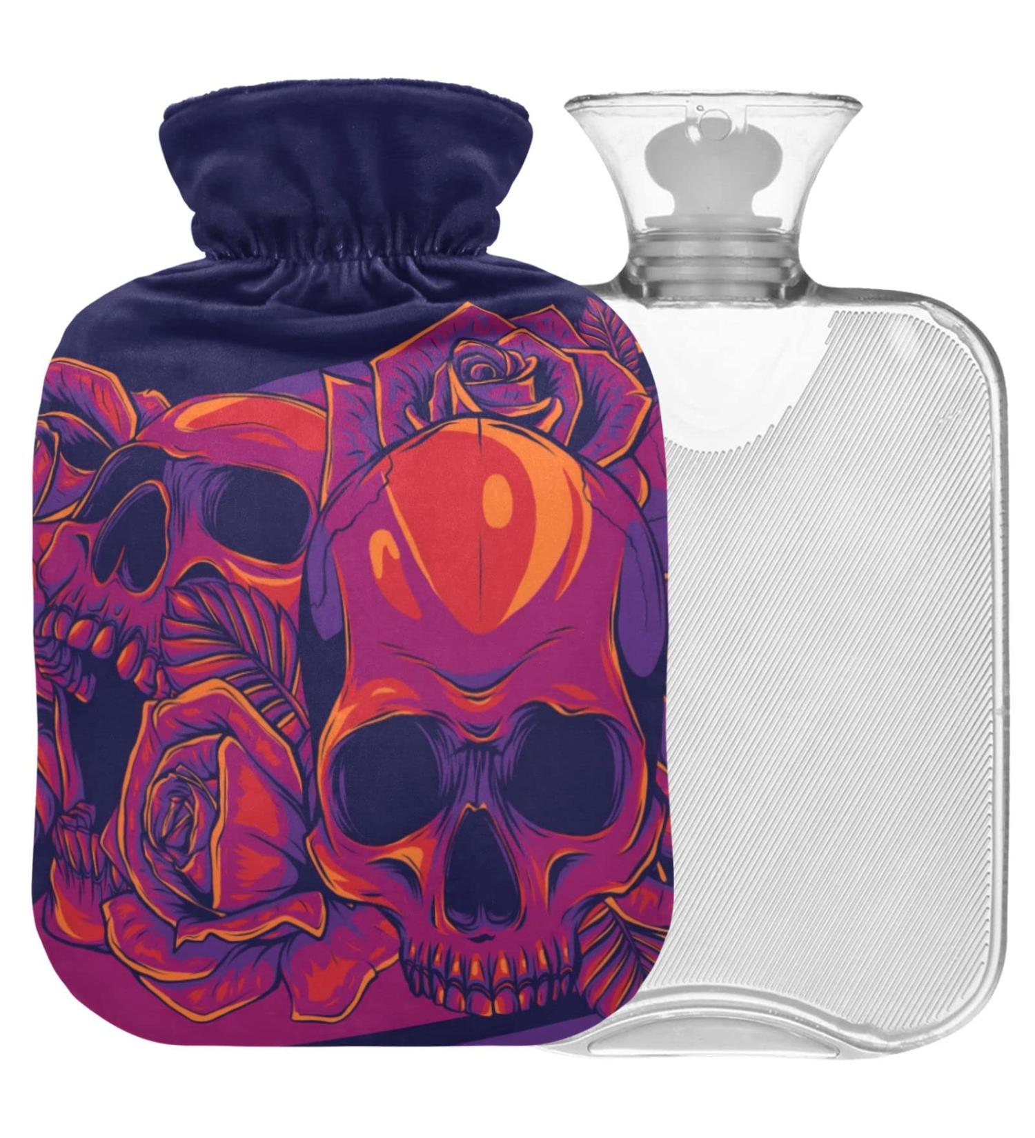 Naanle Skull & Roses Hot Water Bottle 2L Transparent Hand/Foot Warmer for Pain Relief & Heat Therapy Ideal for Cold Therapy & Comfort - Buy Online on GoSupps.com