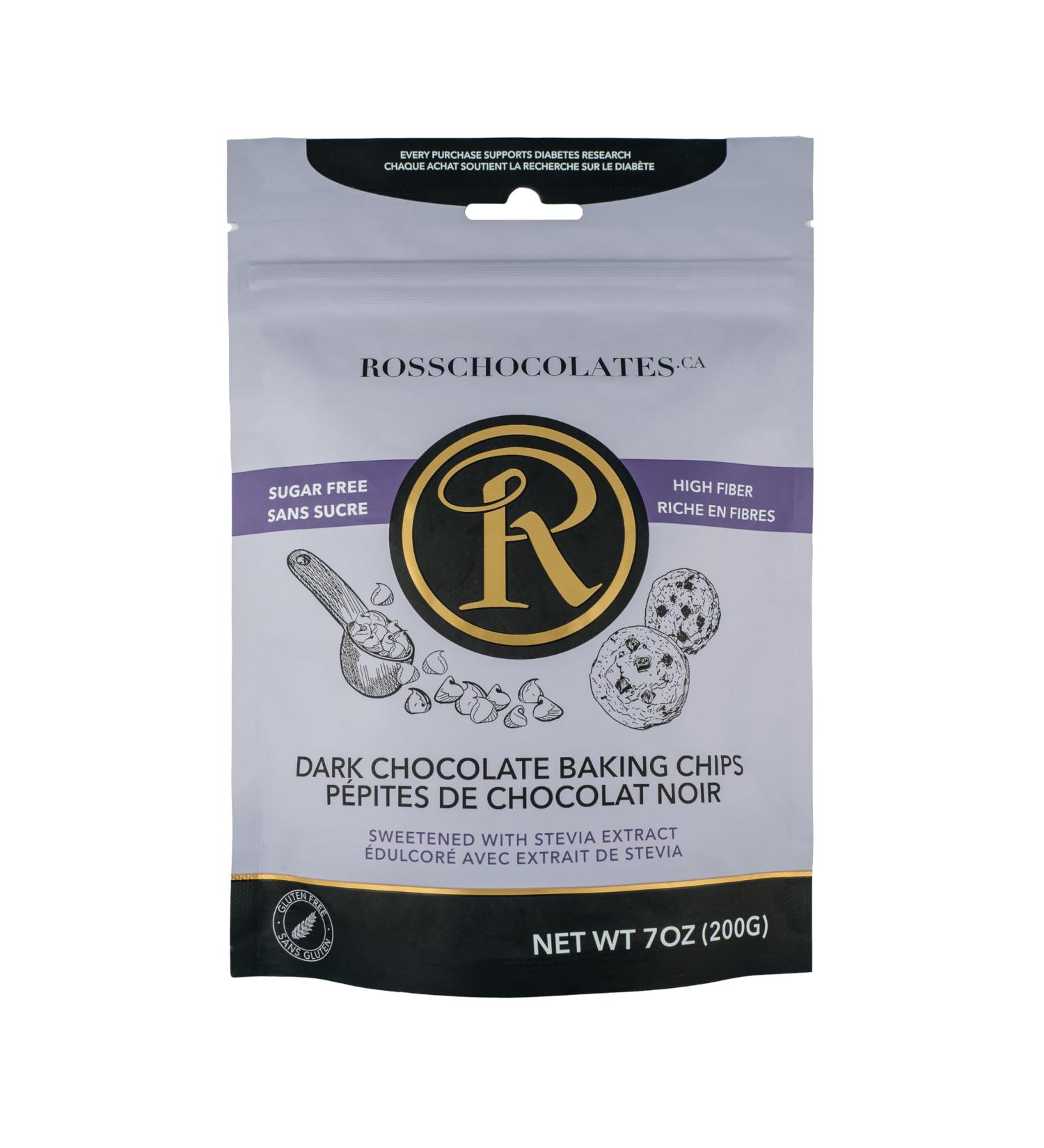 Ross Chocolates Chocolate Baking Chips No Sugar Added (Dark Chocolate) - Sugar Free Chocolate Chips: Perfect for Keto Diets and Zero Sugar Treats. - Buy Online on GoSupps.com
