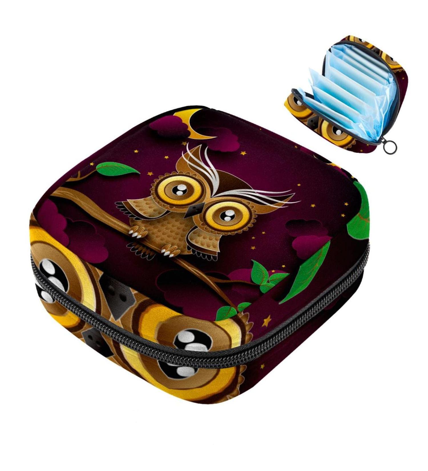 Shop Cute Owl Menstruation Pad Bag - Zippered Women's Tampon & Napkin Bag for Girls | Stylish & Practical Collection - Buy Online on GoSupps.com