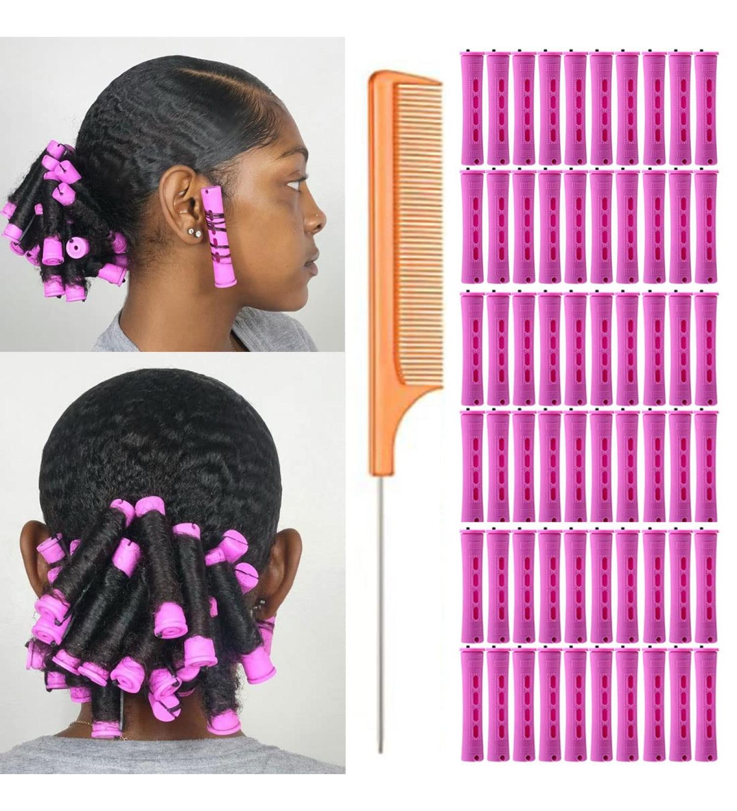 60pcs 0.75 Inch Purple Perm Rods Set for Natural Hair - Non-Slip Hair Rollers for Women - Hair Curlers DIY Hairdressing Tools - Buy Online on GoSupps.com