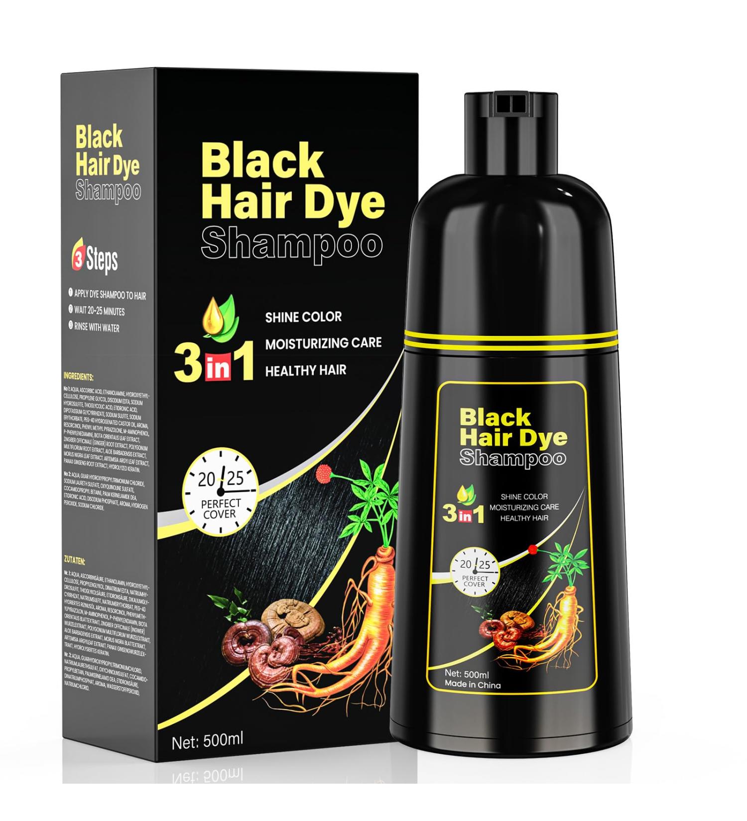 Evil Black Hair Dye Shampoo 3 in 1 Hair Color Shampoo for WomenMen for Gray Coverage for Instant Herbal Natural Hair Dye - Buy Online on GoSupps.com