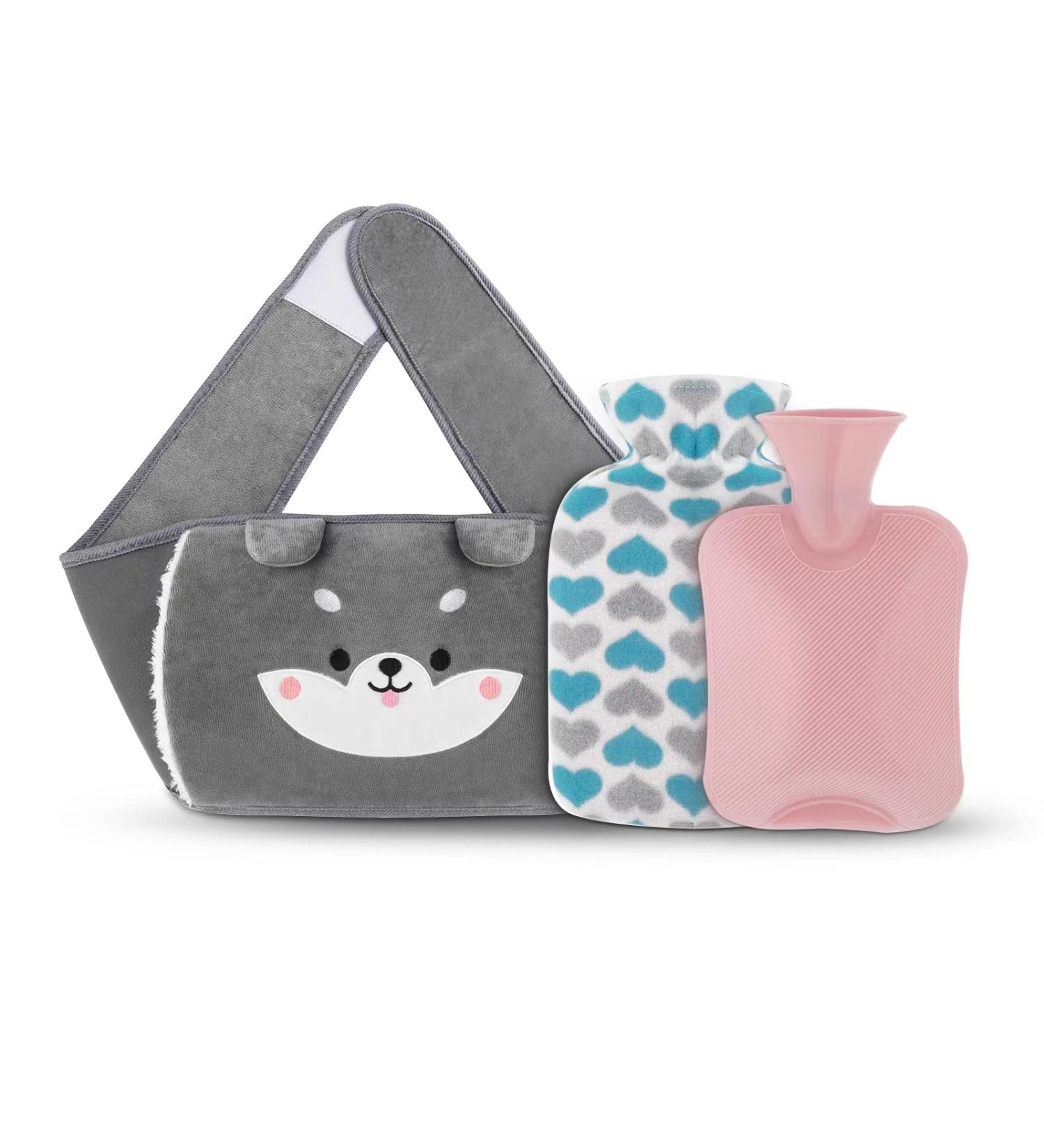 Yungden Hot Water Bottle with Waist Cover - Cute Animal Wrap Around Warm Water Bottle Belt for Pain Relief - Pink-Little Bear - Buy Online on GoSupps.com