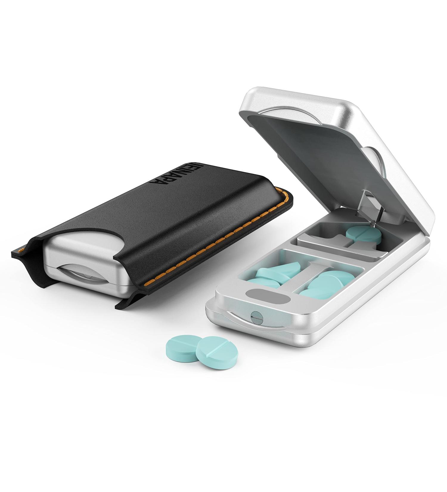 JEINAPA Aluminum Pill Cutter with Auto Centering Device and Leather Case - Precision Splitter for Small or Large Pills (Silver) - Buy Online on GoSupps.com