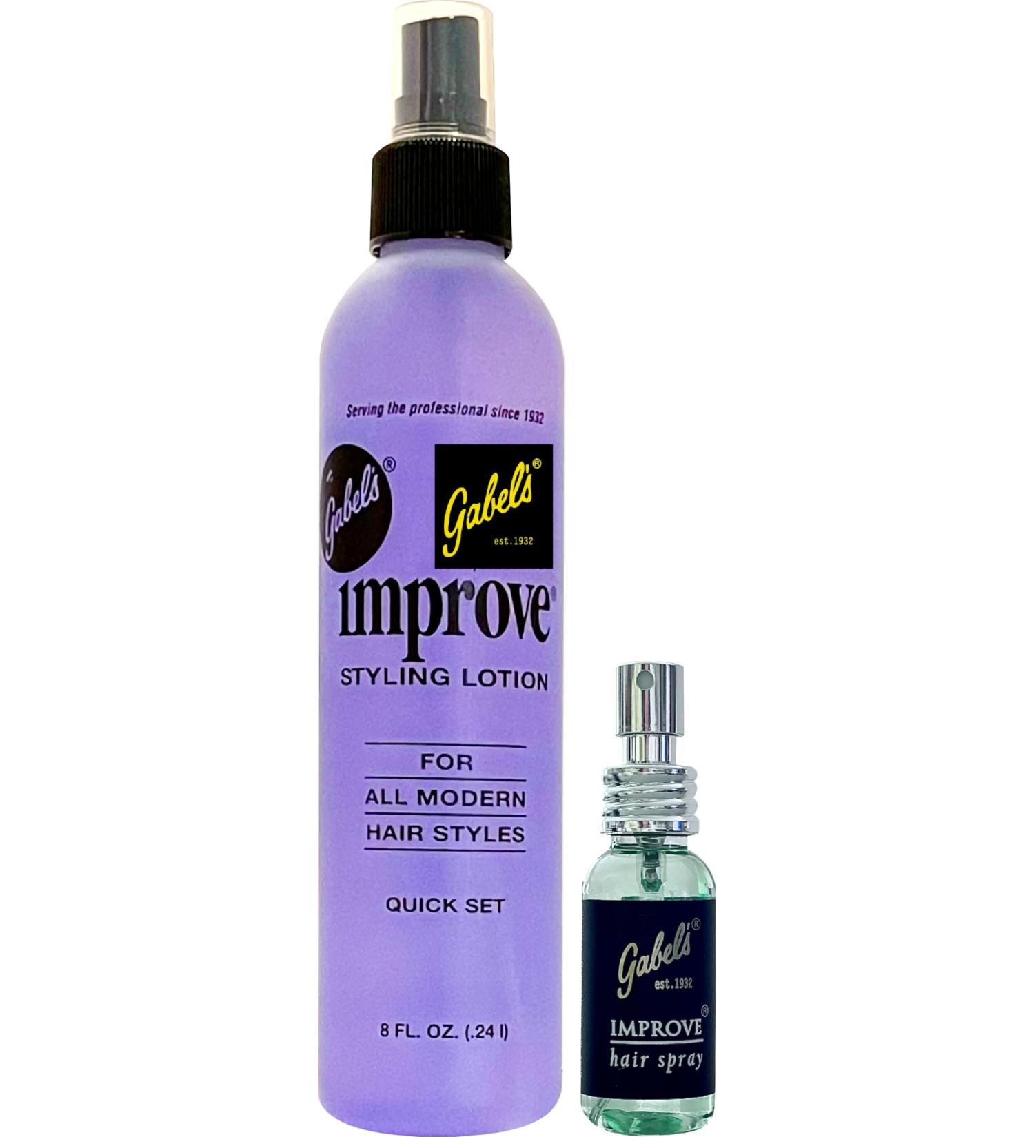 Improve Gabel s Styling Lotion Hair Spray Quick Set 8oz (Purple) 1oz (Green) 8ozPurple_1ozGreen