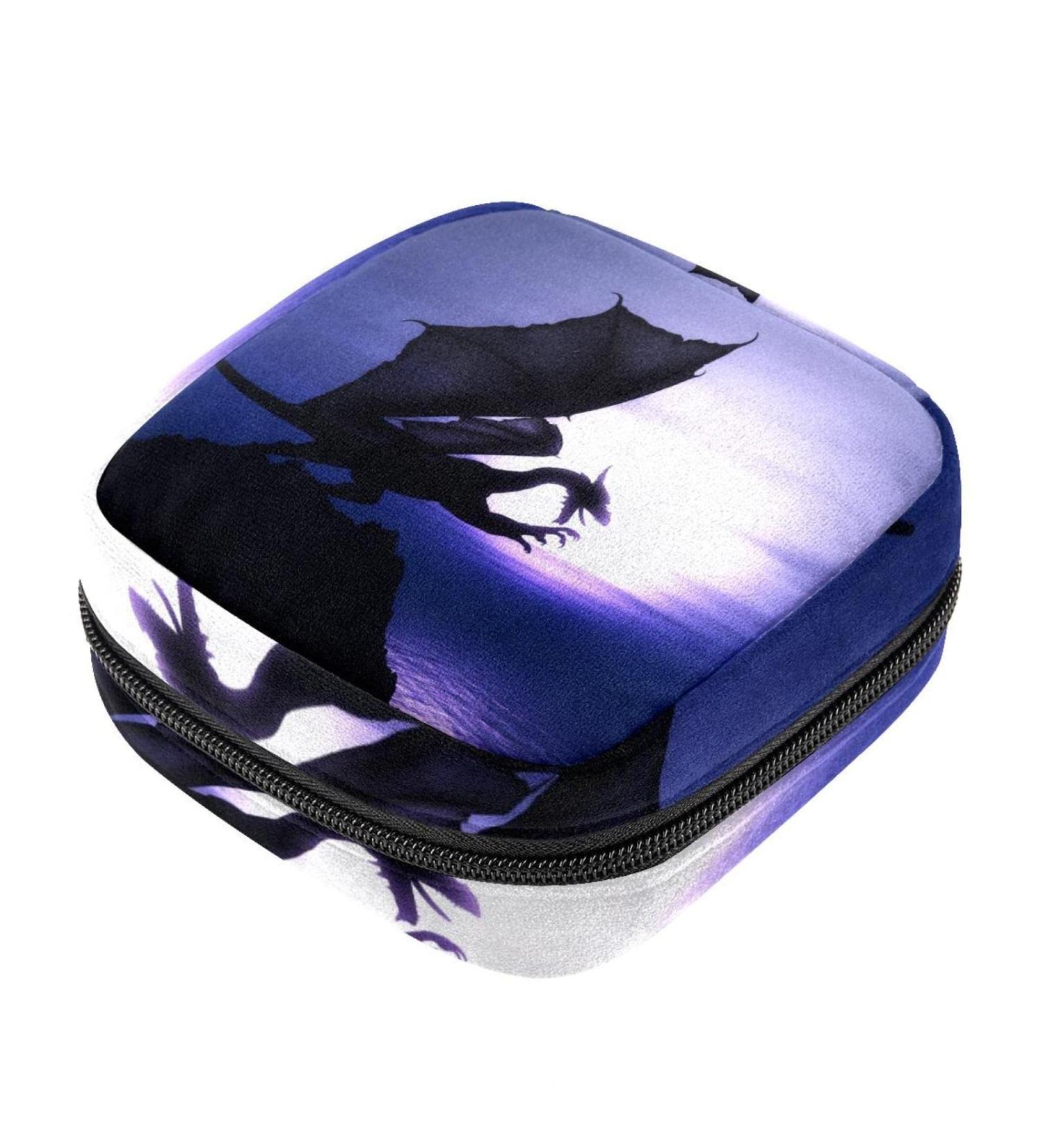 Night Moonlight Dragon Sanitary Napkin Storage Bag - Portable Period Bag for Women & Teens | Menstrual Cup Pocket - Buy Online on GoSupps.com