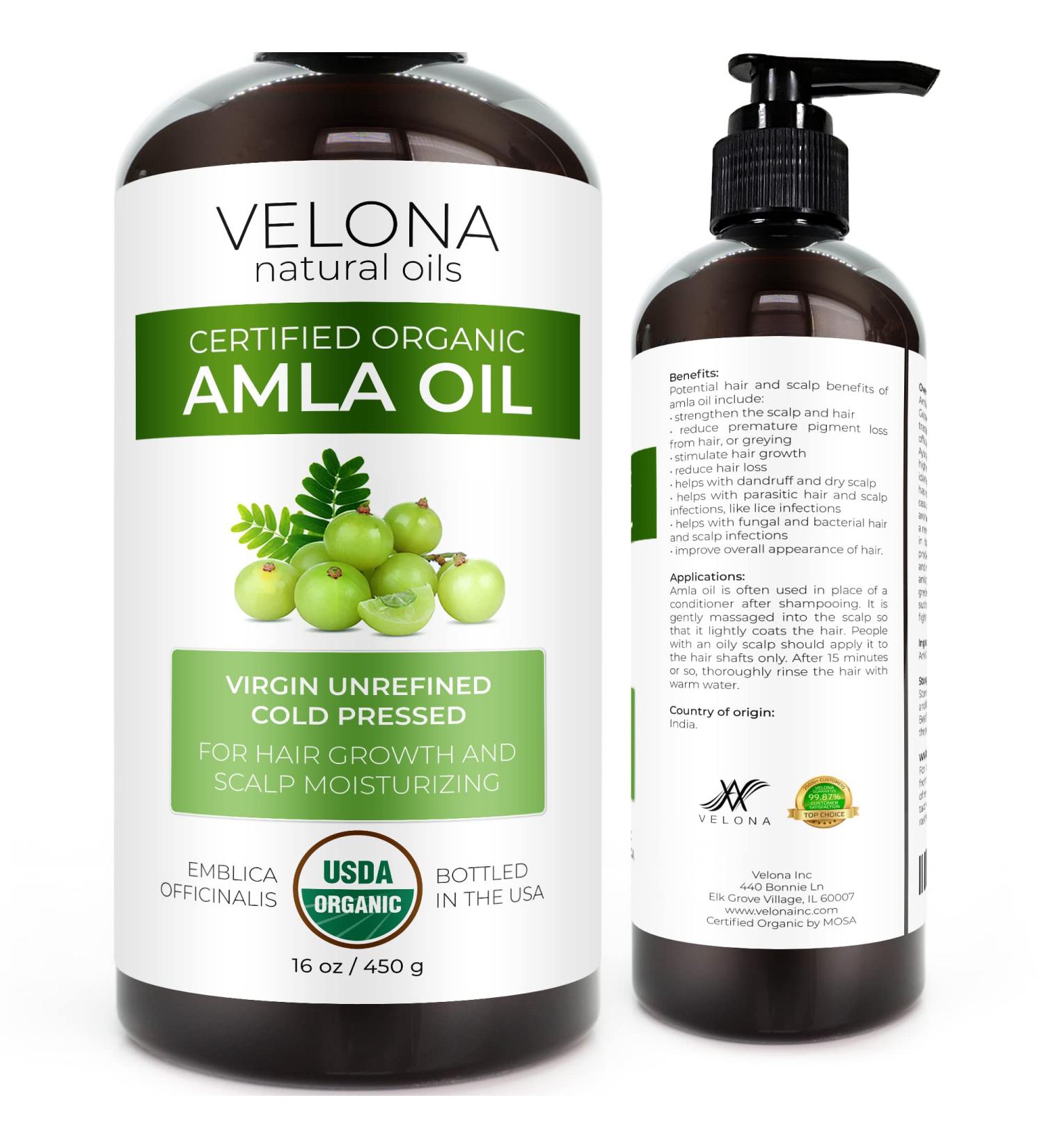 Velona Amla Oil 16 oz - 100% Pure Extra Virgin Cold Pressed for Hair, Body, Face & Skin - Promotes Growth and Nourishment - Buy Online on GoSupps.com
