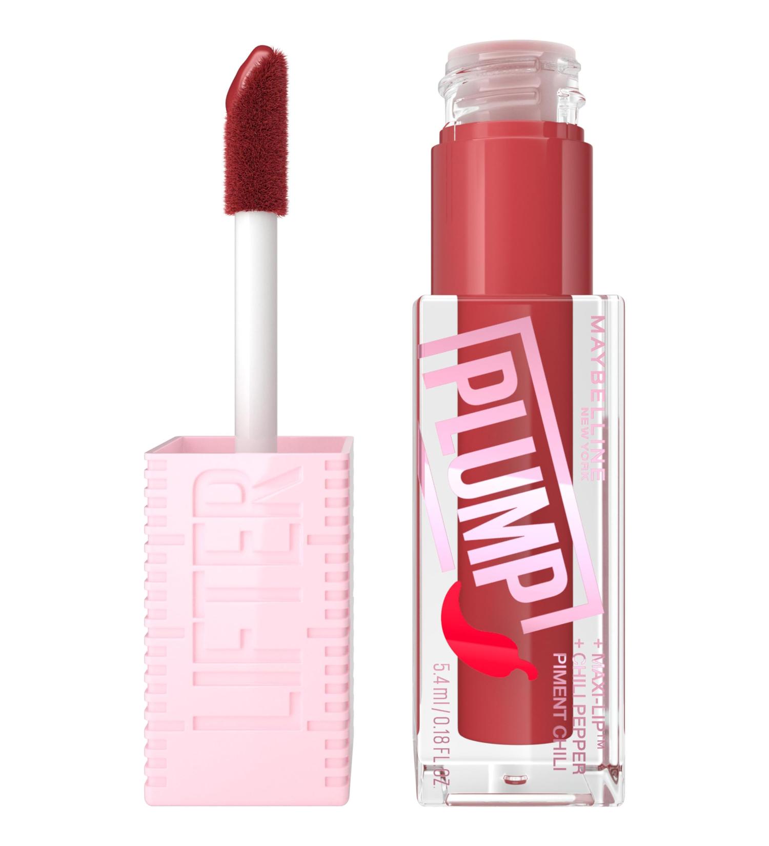 Maybelline Lifter Plump Lip Gloss 006 Hot Chili - Hyaluronic Acid & Chilli Pepper XL Wand, Long-Lasting Vegan Formula - Buy Online on GoSupps.com
