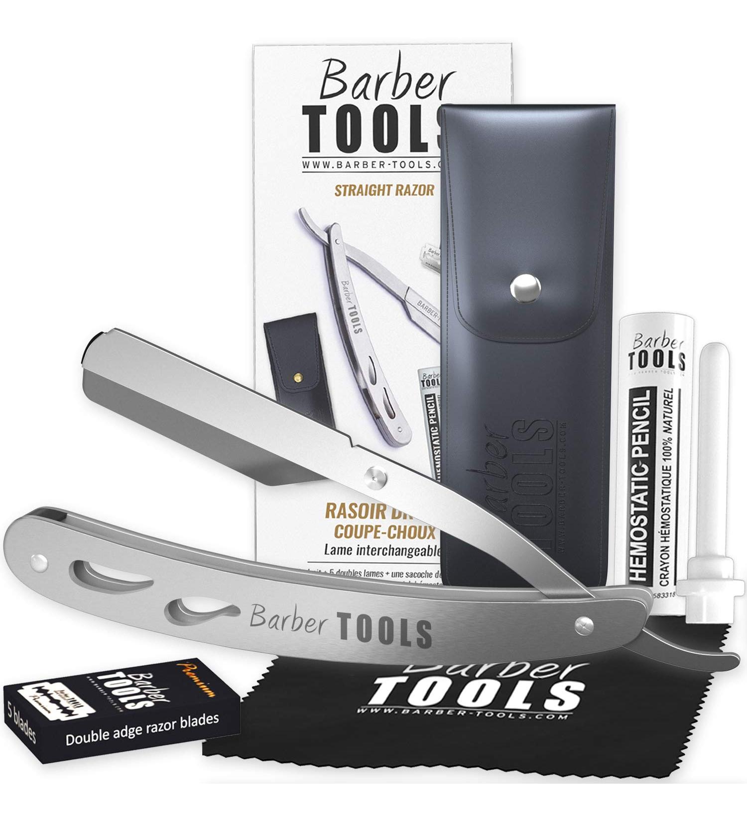 Razor Men Beard Razor Set - Silver Barber Razor with Replaceable Blades & Carrying Case for Perfect Grooming | International Shipping Available - Buy Online on GoSupps.com