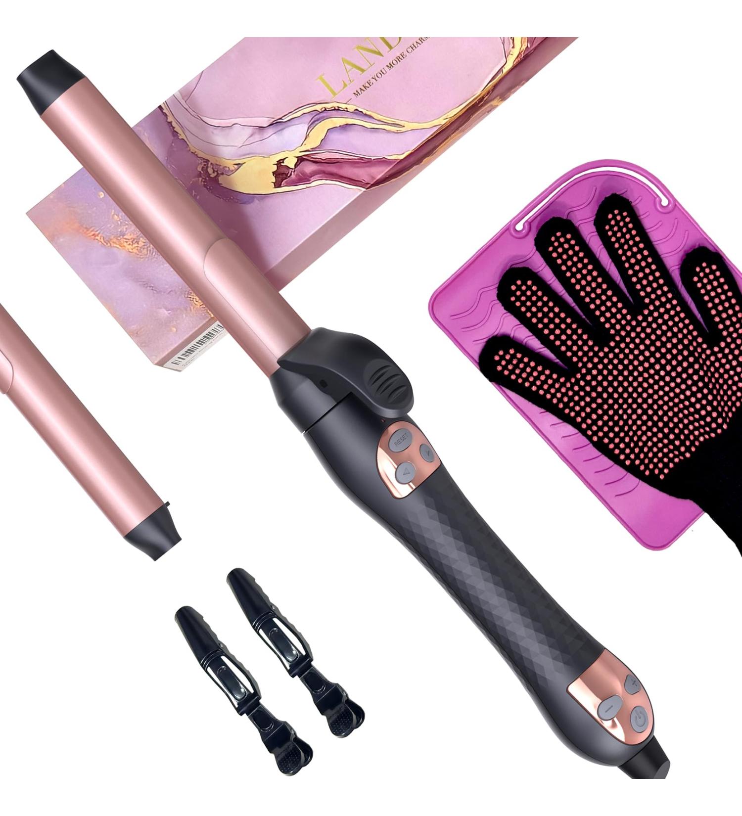 LANDOT Automatic Rotating Curling Iron - 1-Inch Hair Curler for All Hair Types | Easy Ceramic Curling Wand - Salon Quality Curls & Waves Adjustable Temperature Dual Voltage - Buy Online on GoSupps.com