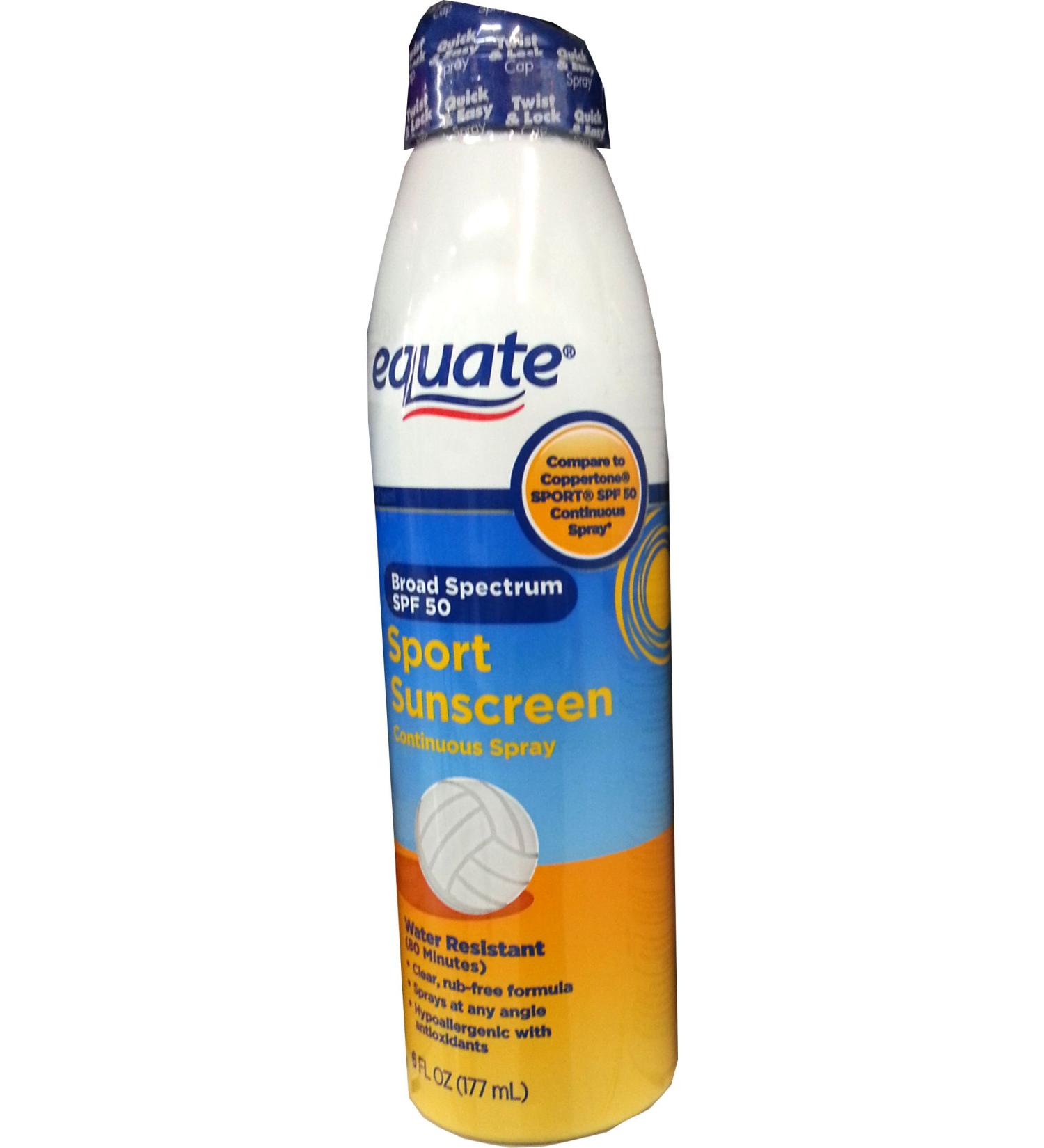 Equate Broad Spectrum SPF 50 Continuous Spray Sport Sunscreen 6oz Compare to Coppertone Sport
