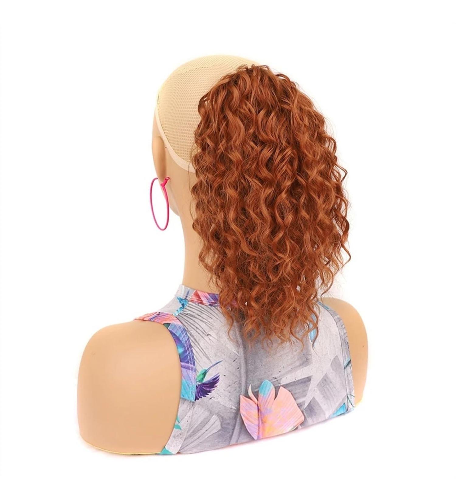 Ponytail Extensions 10 Inch Short Ponytail Hair Extension Deep Wavy Curly Drawstring Ponytail Hairpieces Heat Resistant Synthetic Curly Ponytail Extension for Women for Women(Color:30C) - Buy Online on GoSupps.com