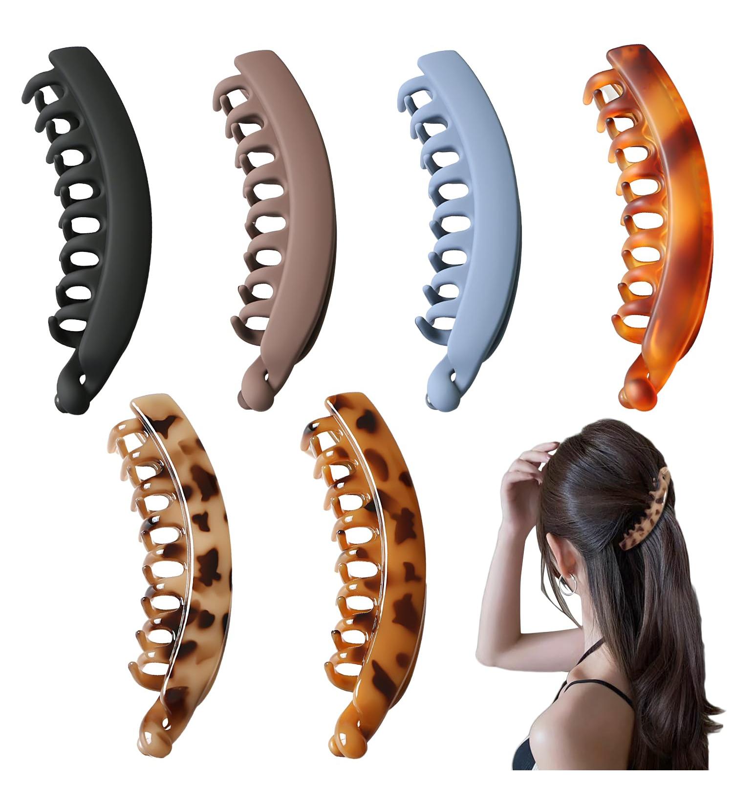 Set of 6 Large Banana Hair Clips - Strong Hold Non-Slip Grip for Women s Thick and Thin Hair - Buy Online on GoSupps.com