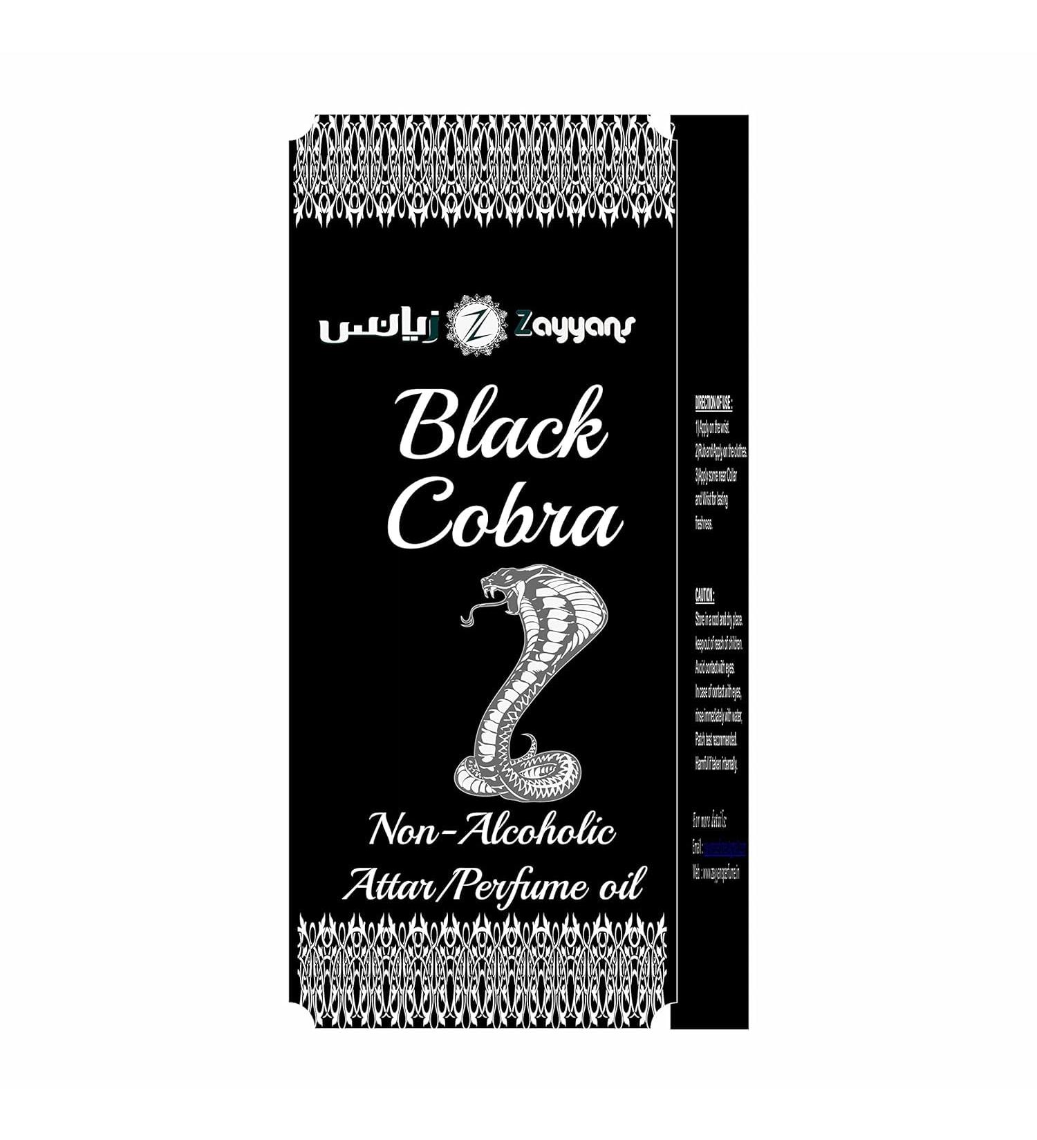 BLACK COBRA NON ALCOHOLI ATTAR/PERFUME OIL 3 ML 0.1 Fl Oz (Pack of 1)