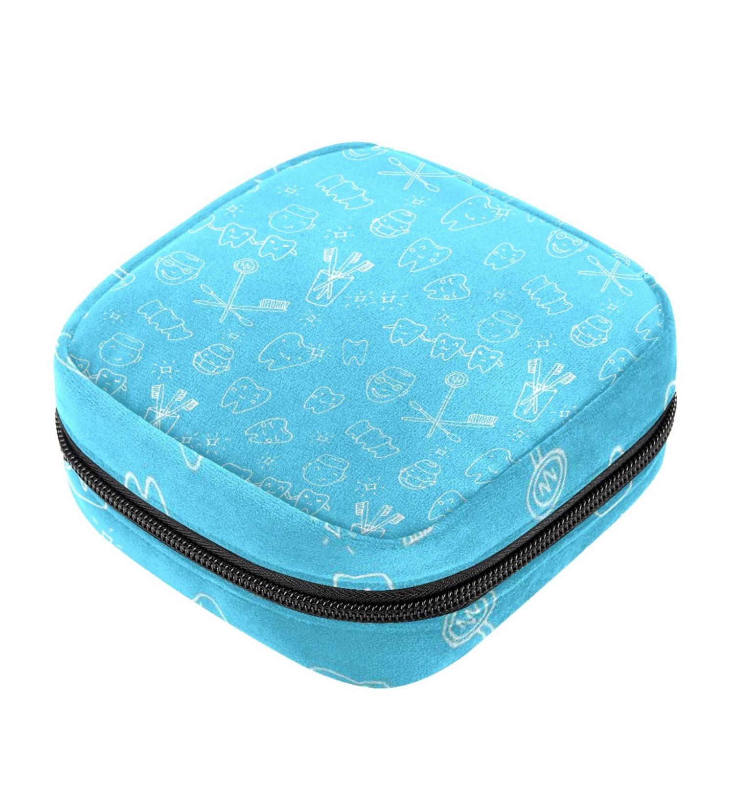 Sanitary Napkin Storage Bag Portable Period Bag for Women Teen Girls Cartoon Teeth Pattern Menstrual Cup Pouch Nursing Pad Holder (Multicolor) Color 3 - Buy Online on GoSupps.com