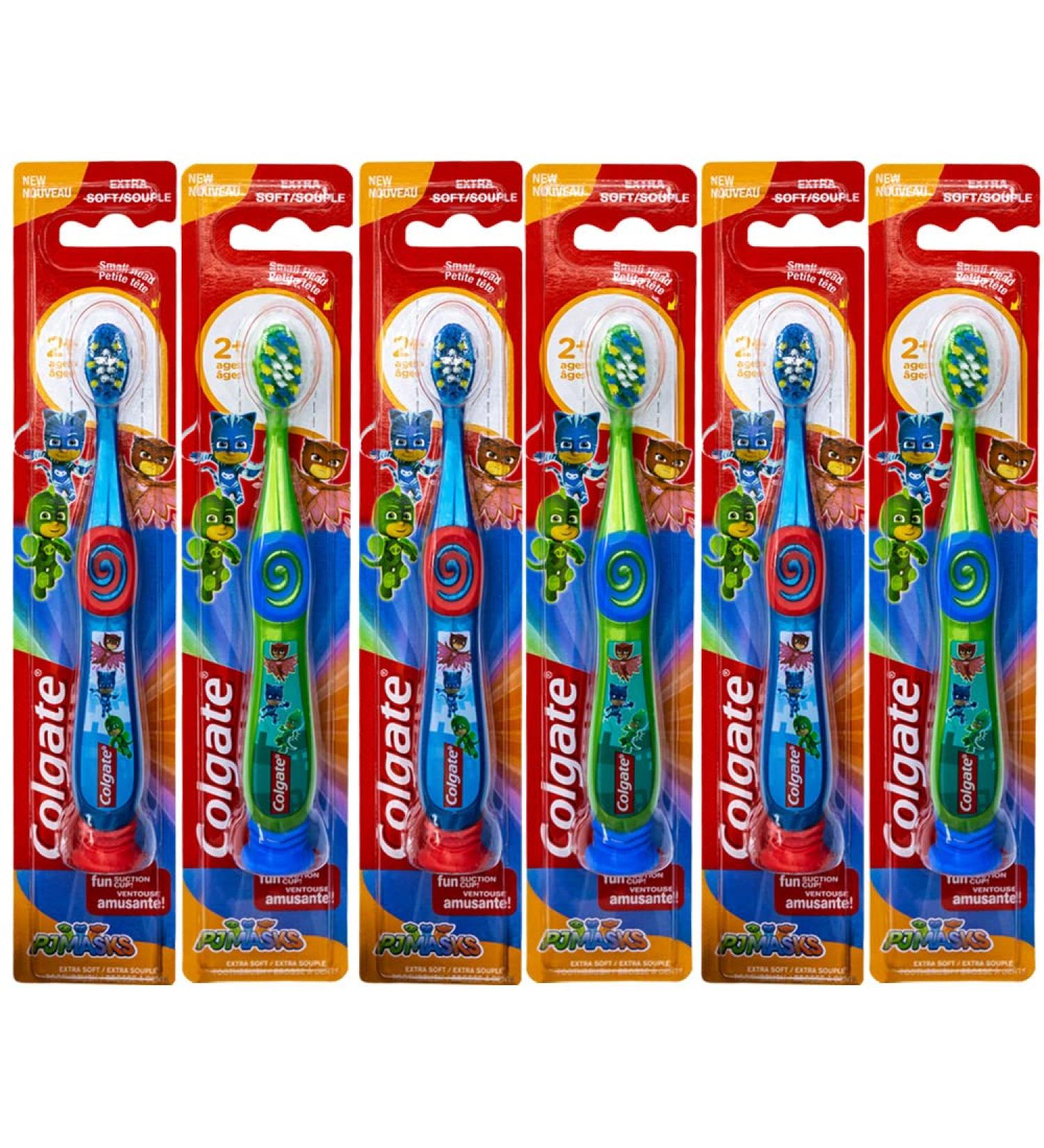 Colgate PJ Masks Toddler Toothbrush 6-Pack | Extra Soft Bristles, Suction Cup | Kids 2-5 Years Old - Buy Online on GoSupps.com