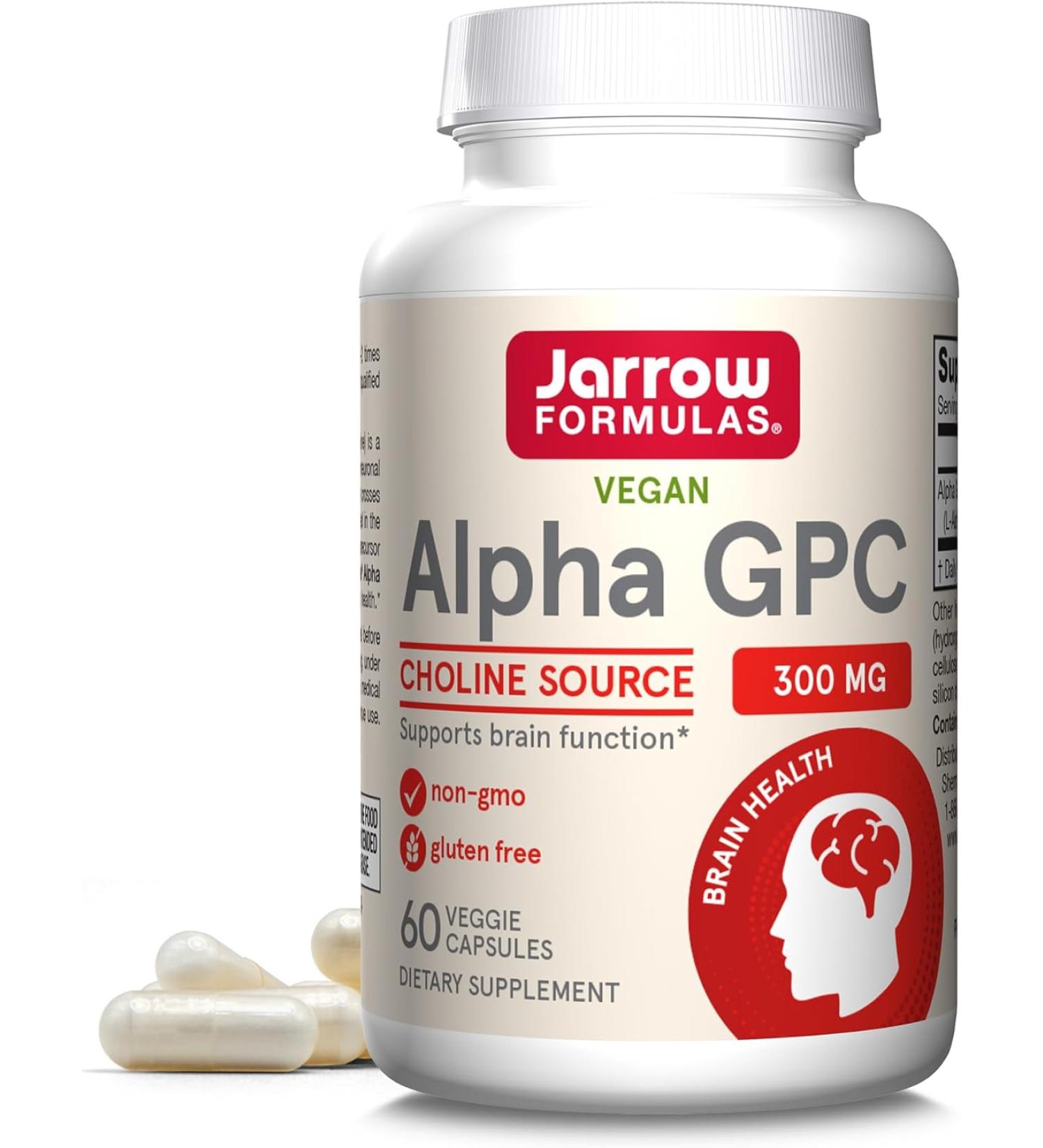 Jarrow Formulas Alpha GPC 300 mg - 60 Veggie Capsules | Enhance Brain Health & Focus - Buy Online on GoSupps.com