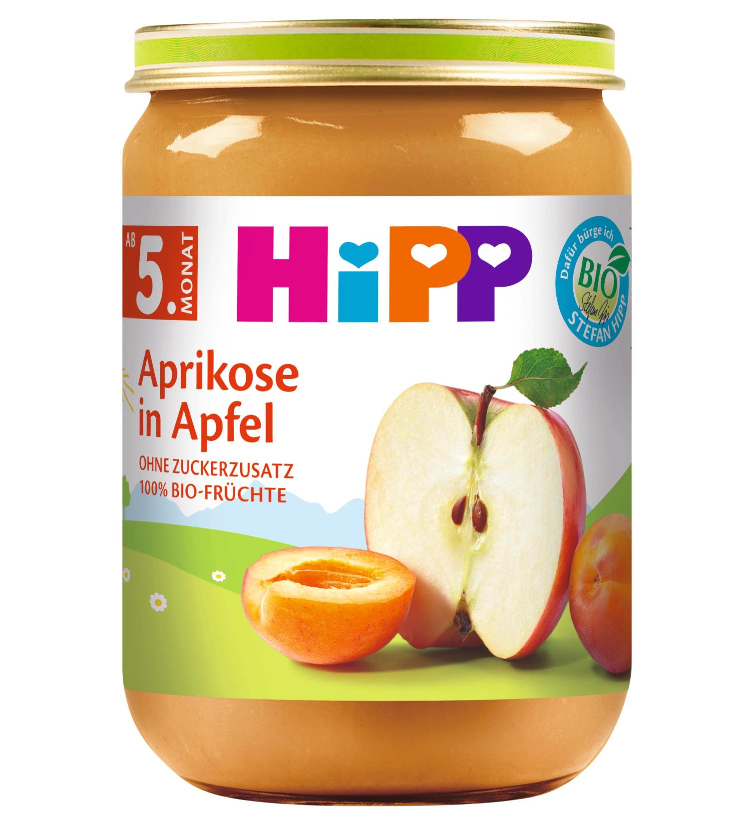HiPP Fruits Apricot in Apple Pack of 6 (6 x 190 g) H 4370 Apricot/Apple 190g 190 g (Pack of 6) Apricot/Apple