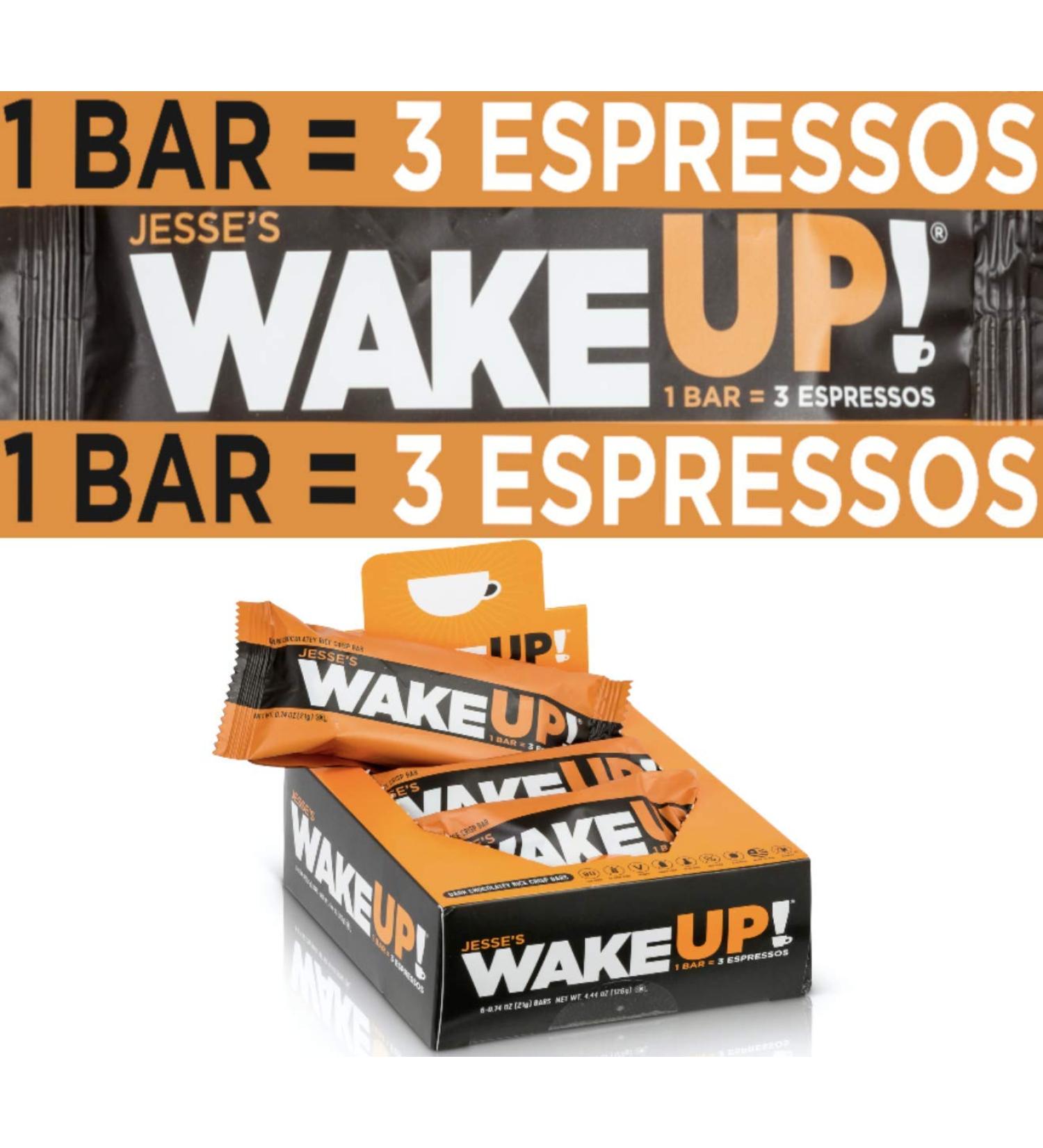 WAKE UP! Vegan Gluten-Free Energy Bar | 250mg Caffeine | Dark Chocolate Flavor | Kosher & Non-GMO | Low Sugar | Dairy, Egg, & Soy Free - Buy Online on GoSupps.com