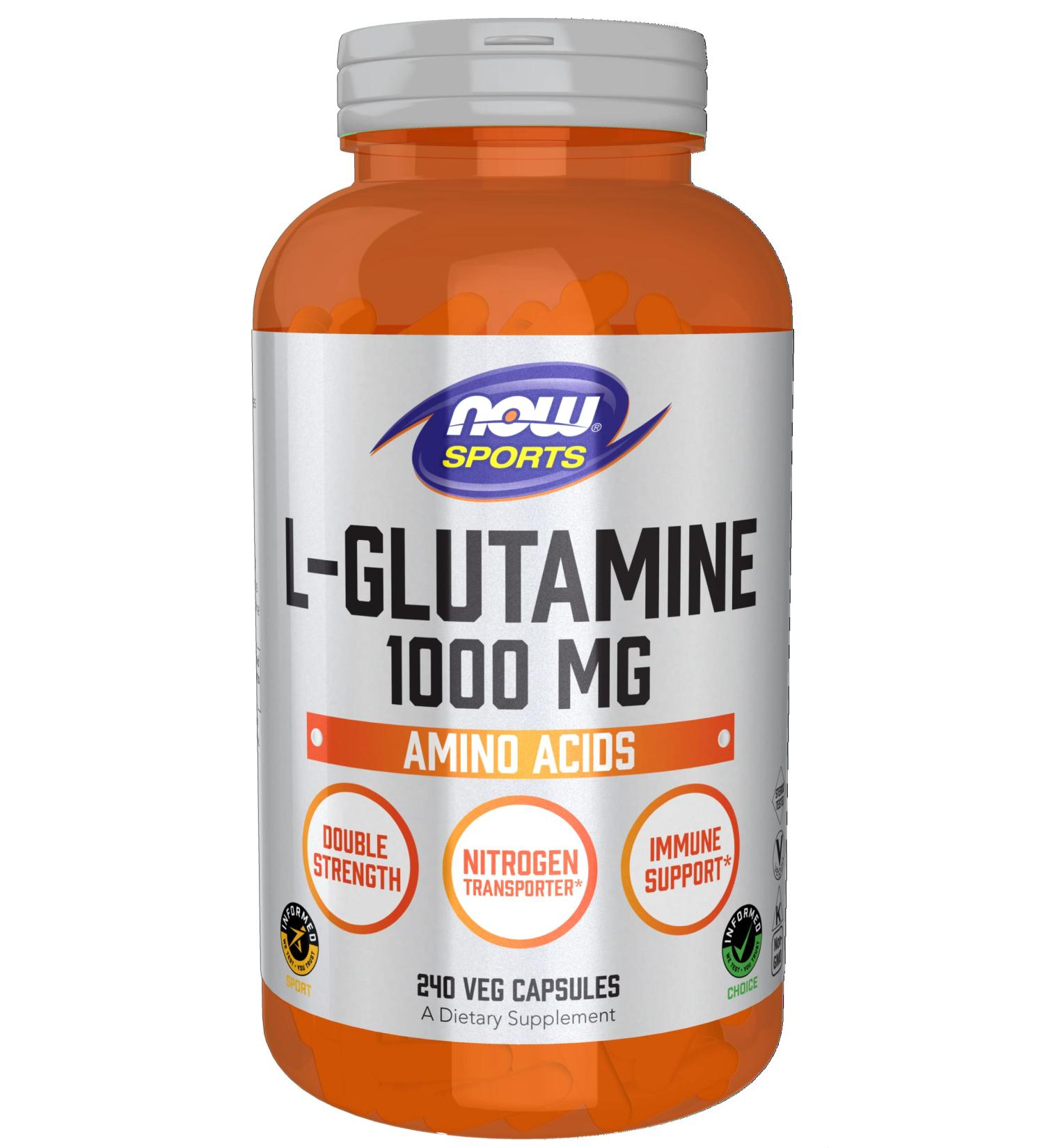 Now Foods L-Glutamine 1000 mg - 240 Capsules | Muscle Recovery Supplement - Buy Online on GoSupps.com