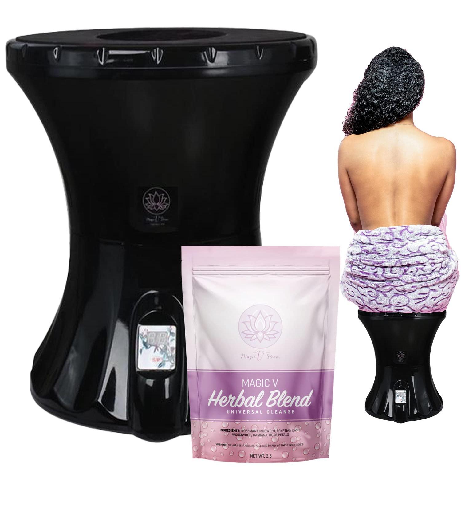 Magic V Steam Yoni Steam Kit with 6 Herbal Tea Bags for V Cleansing & Postpartum Care - Black Edition - Buy Online on GoSupps.com