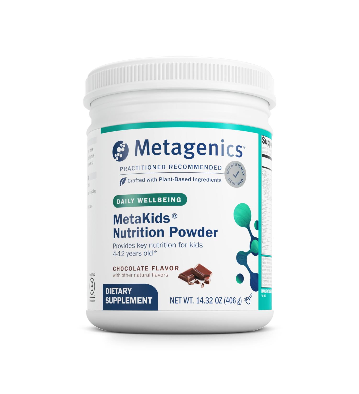Metagenics MetaKids Nutrition Powder - Kids Multivitamin Powder with Prebiotics DHA Protein & Amino Acids* - Complete Protein - Non GMO Gluten Free Chocolate 14.32 Ounce (Pack of 1) - Buy Online on GoSupps.com