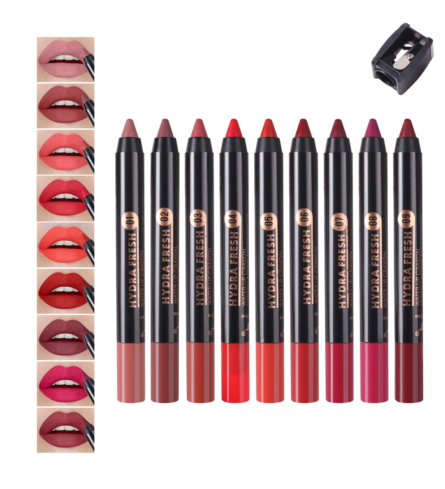 MEICOLY 9-Color Matte Lipstick & Lip Liner Set for Black Women | Velvet Durable Combination Kit with Large Sharpener - Buy Online on GoSupps.com