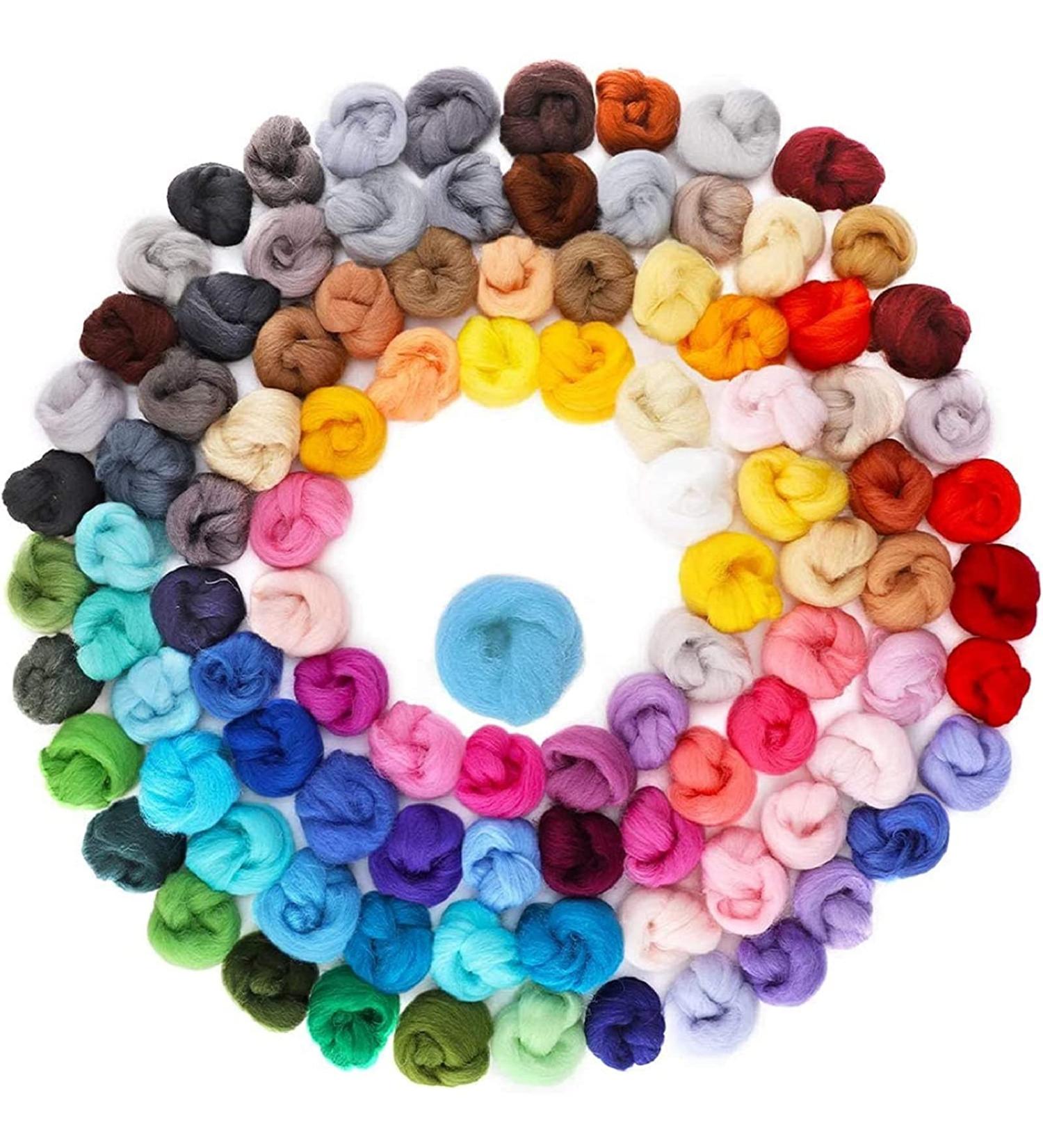 Habbi 100 Colors Needle Felting Wool - DIY Craft Materials for Spinning and Blending - Buy Online on GoSupps.com
