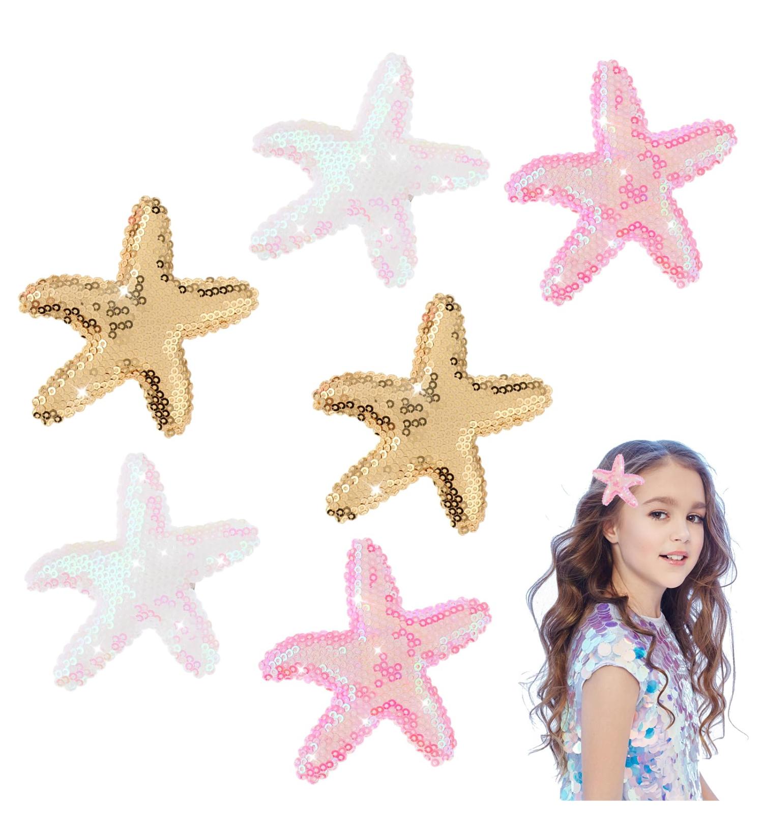 Amabro 6-Piece Sea-themed Hair Clips - Glittering Shell Accessories for Women & Girls - Buy Online on GoSupps.com