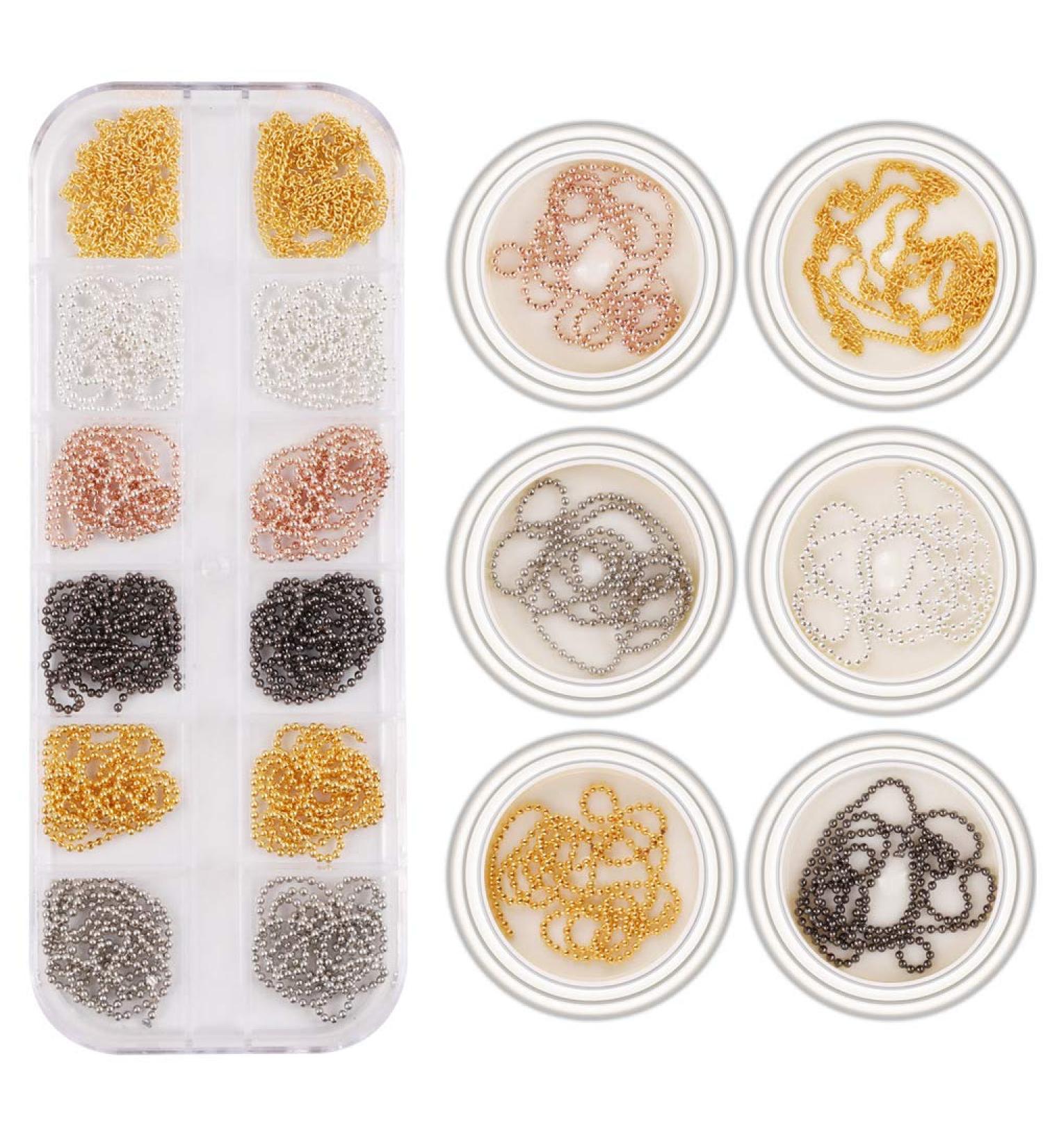 DouborQ 3D Metal Nail Studs Decorations - Glitter Chain Design - 18 Strips, Metal Punk Nail Art Accessories - Buy Online on GoSupps.com