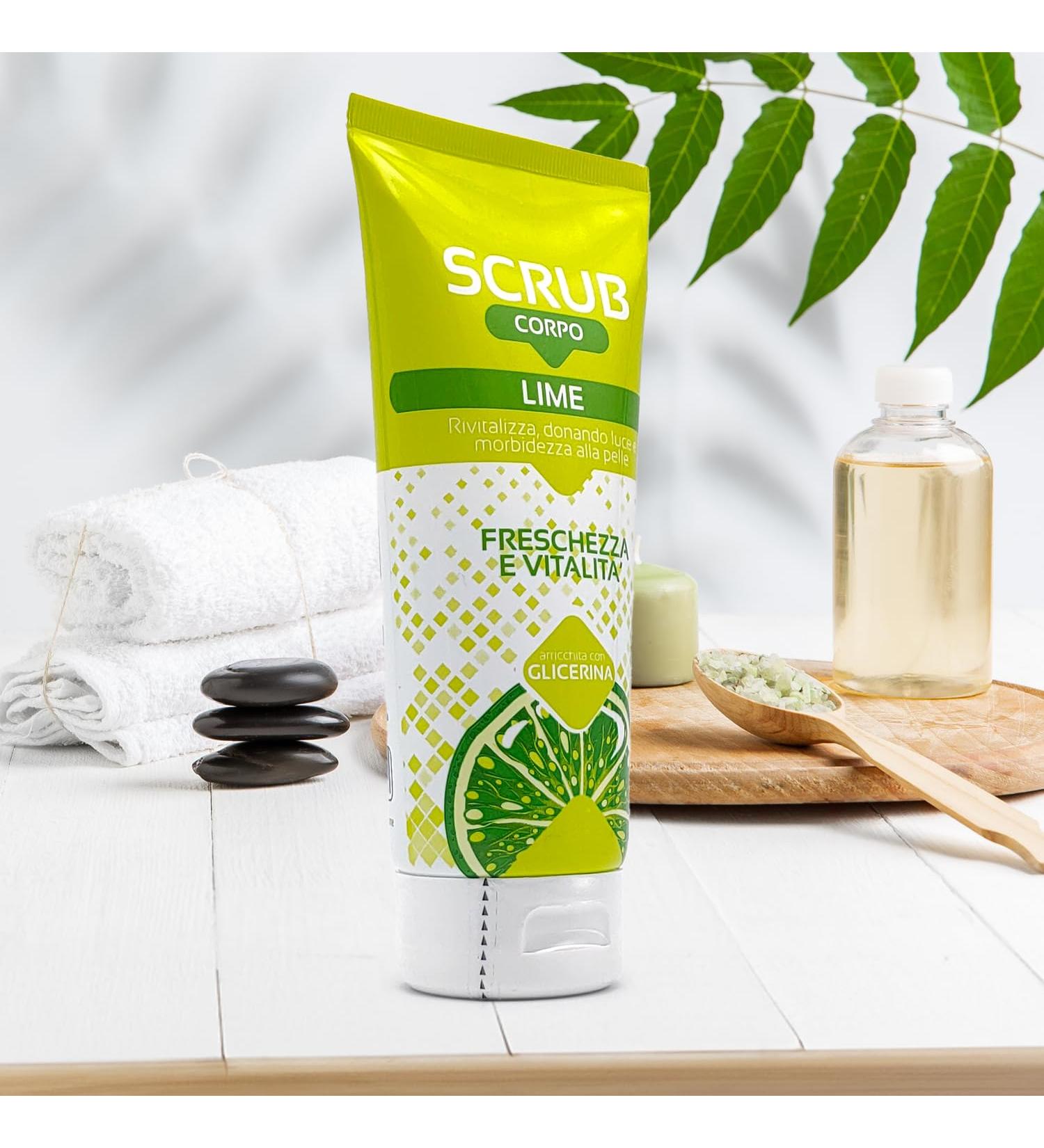  BullTek Lime Exfoliating Body Scrub Cream 150 ml with Ginger Ponce Aloe Vera and The Green Freshness and Vitality for the Skin Deep Hydration with Glycerine Exfoliates and Nourishes All Types - Buy Online on GoSupps.com