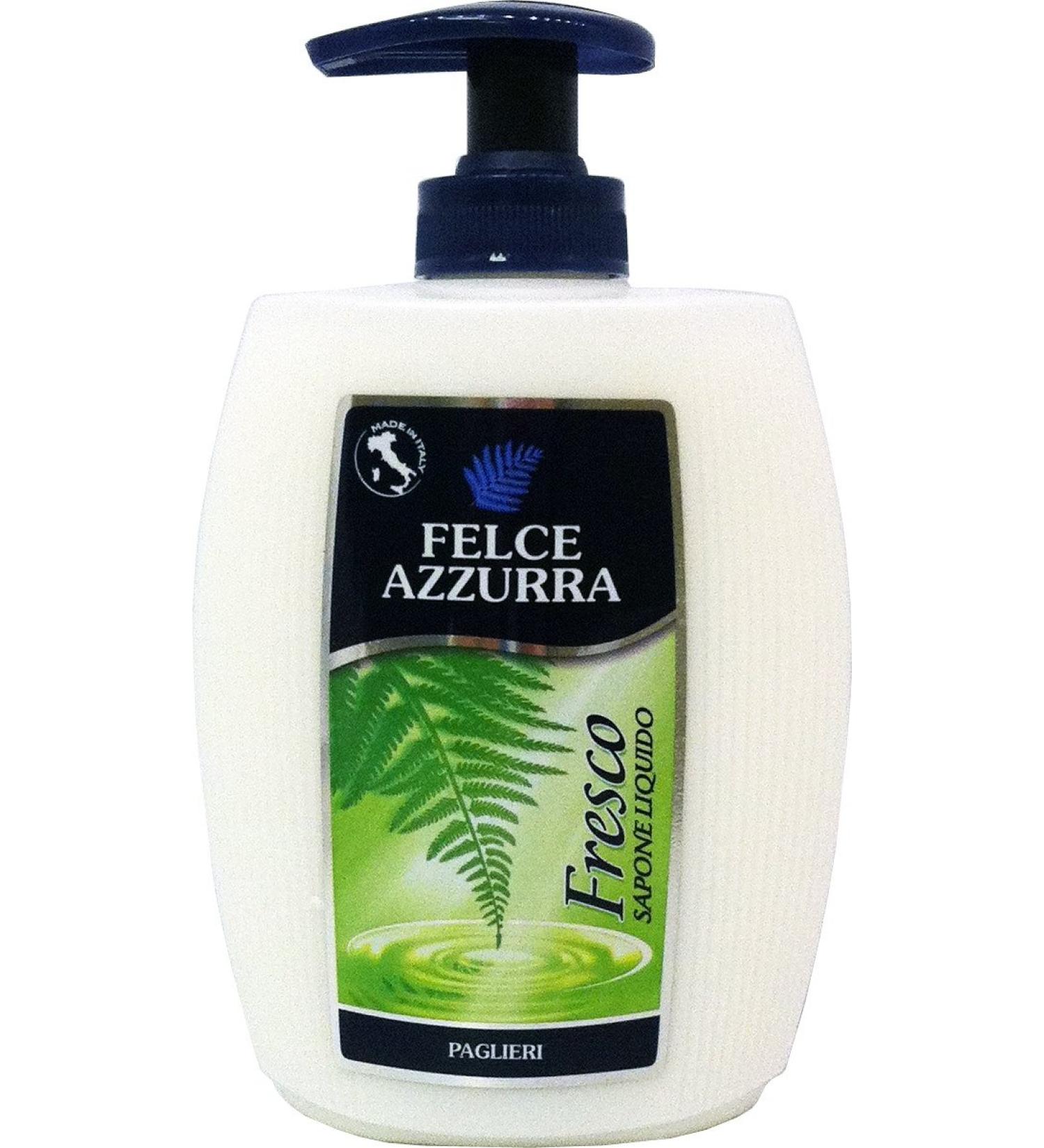 Felce Azzurra 12 x Light blue sweatshirts with 300ml fresh liquid soap