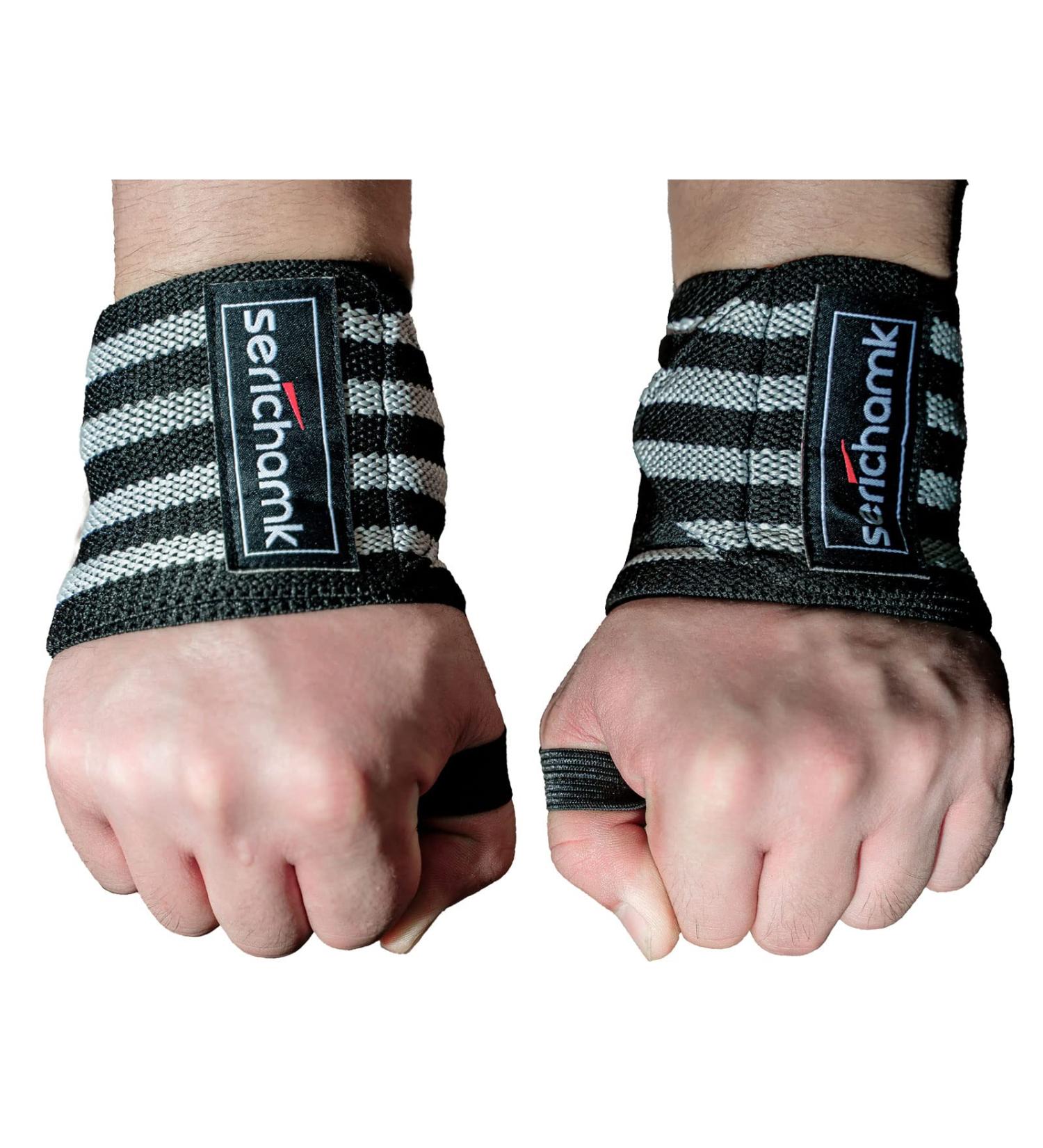 Serichamk Weight Lifting Wrist Wraps - Professional Grade with Thumb Loops for Men - Grey | Wrist Support to Avoid Injury | Set of 20 - Buy Online on GoSupps.com